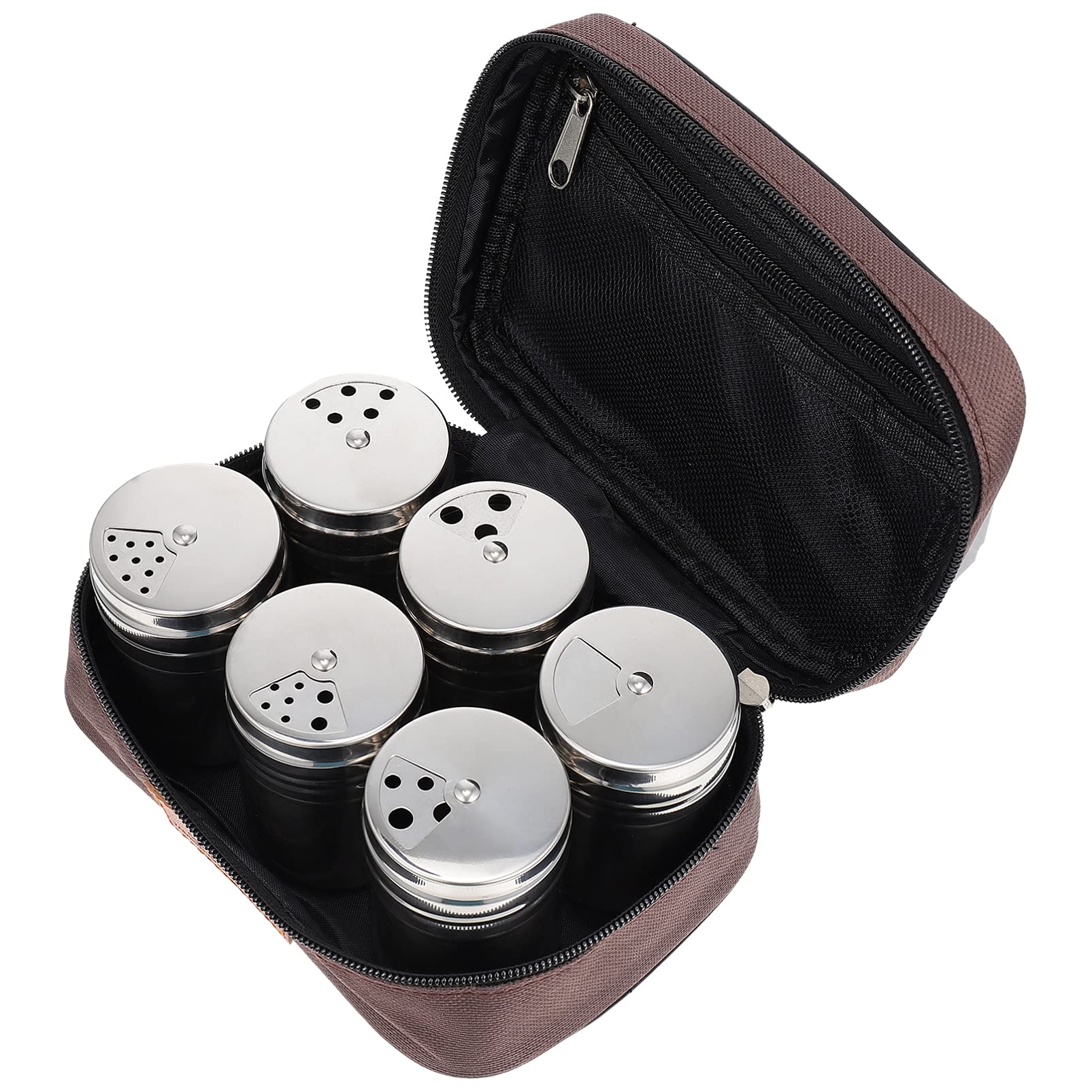 Hemoton 6-Piece Stainless Steel Spice Storage Set - Airtight Seasoning Box, Condiment Jars & Cruet Bottles for Salt, Pepper, Sugar - Kitchen Organizer with Travel Pouch (Assorted Colors) | Perfect for Home Cooking, Camping & Gifts