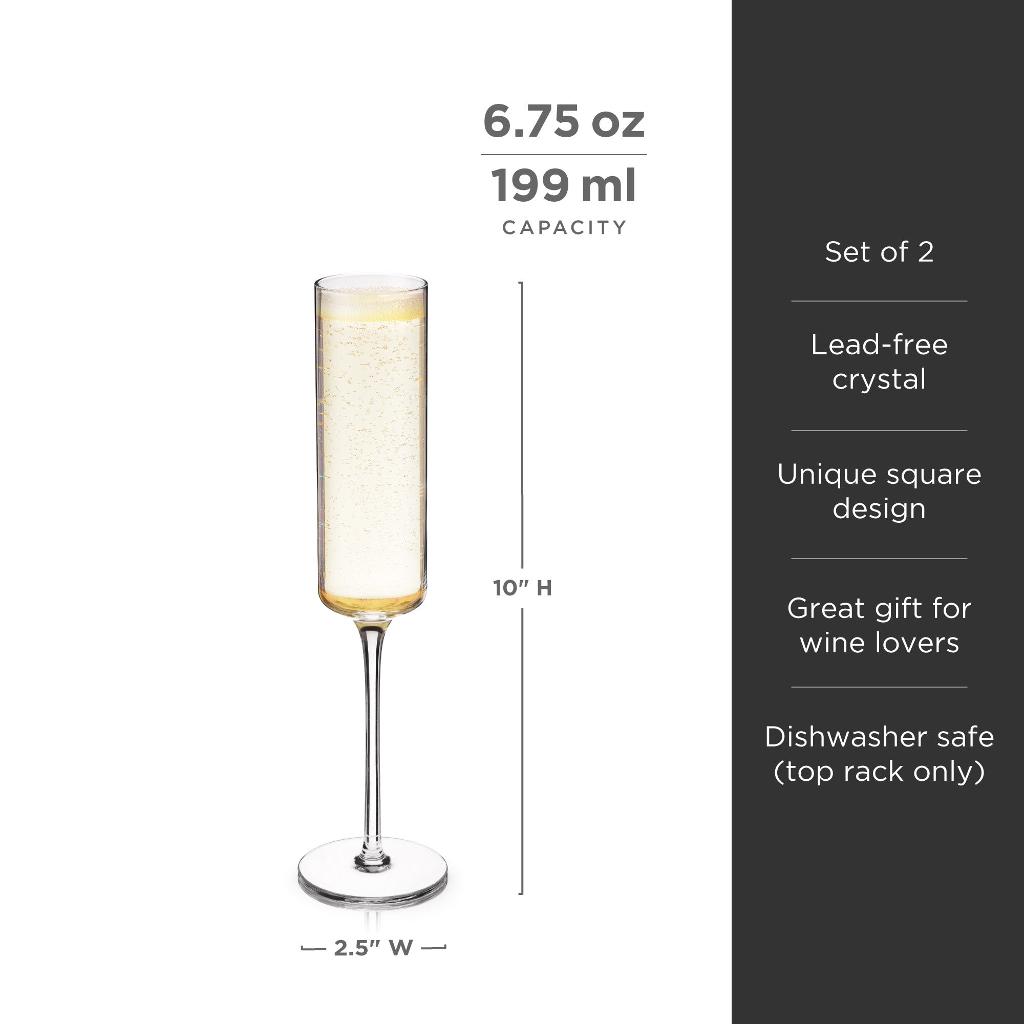 Laurel Crystal Champagne Flutes Set of 2 - Elegant Stemware for Weddings, Anniversaries & Special Occasions - Perfect for Toasting & Celebrations