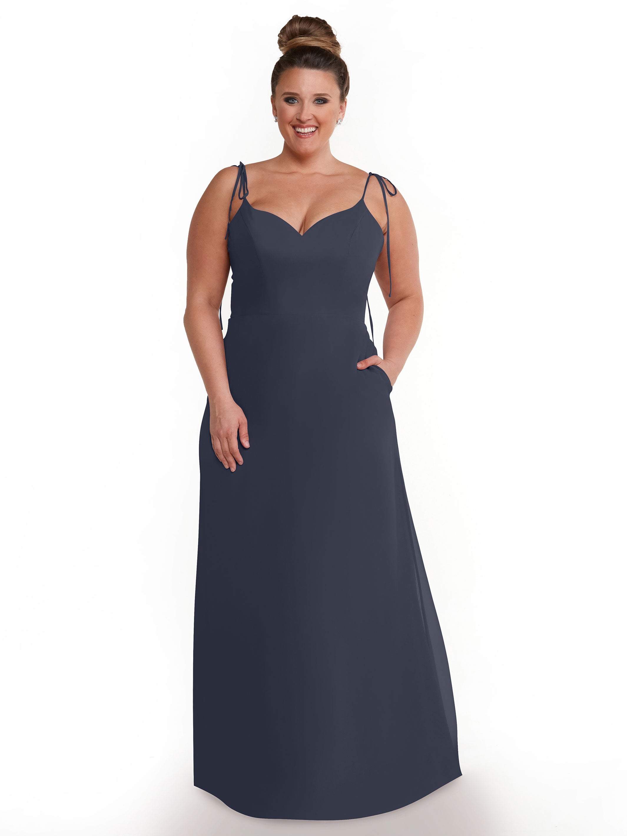 Elegant 80144 Chiffon A-Line Bridesmaid Dress with V-Neck & Spaghetti Straps - Perfect for Weddings, Formal Events & Special Occasions
