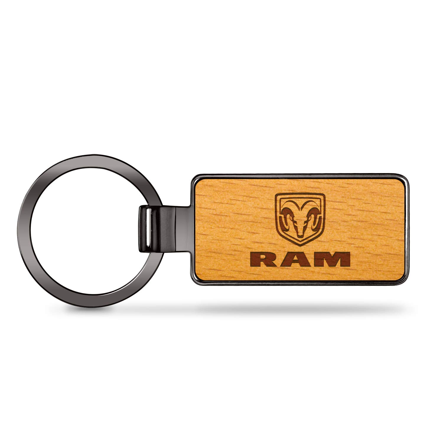 Premium Laser Engraved Maple Wood Keychain with Gunmetal Frame - Perfect for RAM Truck Owners, Car Keys, Gifts & Everyday Carry Accessories