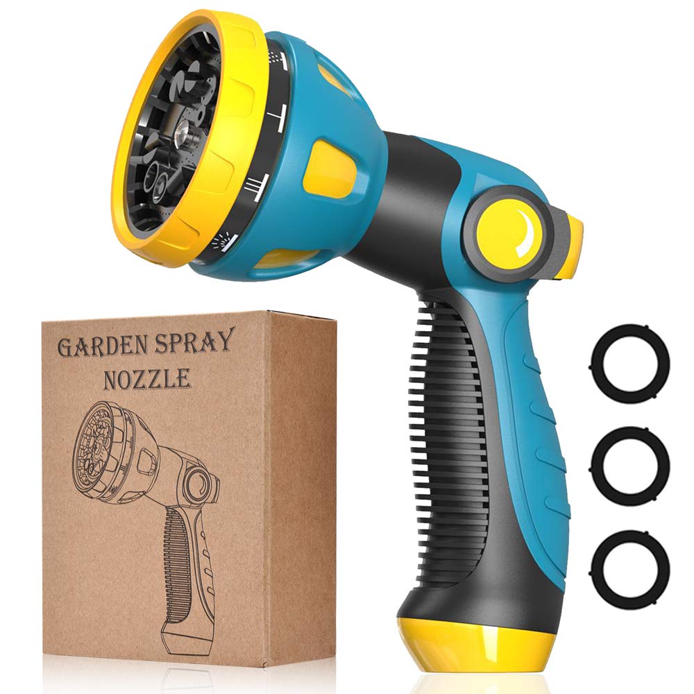 Metal Garden Hose Nozzle - 10 Adjustable Spray Patterns for Watering, Cleaning & Car Washing