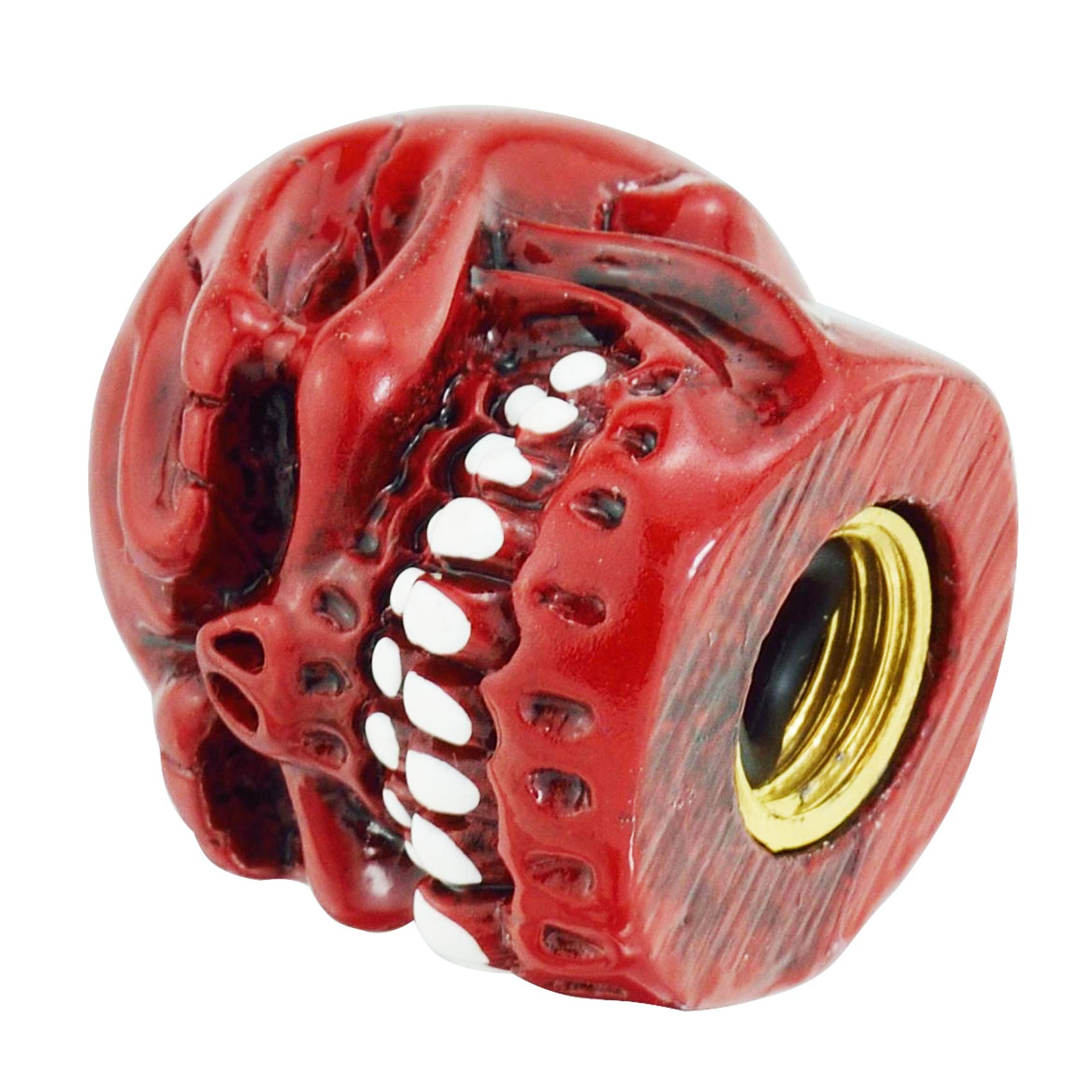 Abfer Skull Valve Stem Caps - Red Tire Pressure Dust Covers for Cars, Trucks, Motorcycles & Bikes - Universal Fit for Most Vehicles - Protect Valve Stems from Dirt & Debris on Road Trips & Off-Road Adventures