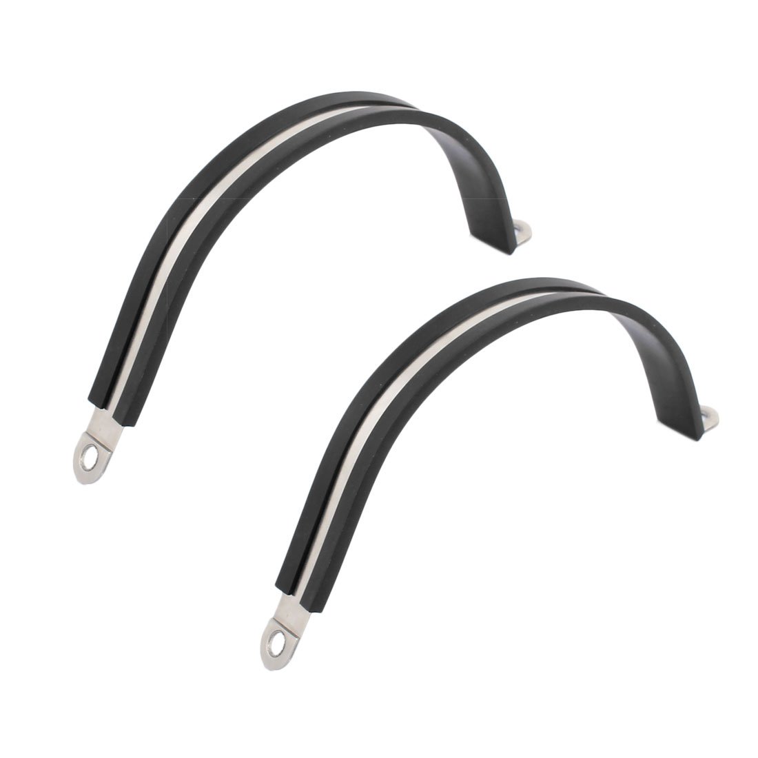 2Pcs 65mm Diameter Rubber Lined R-Shaped Stainless Steel Tube Pipe Clamps - Heavy Duty Cable Clips for Secure Pipe and Wire Organization in Automotive, Plumbing, and Electrical Installations