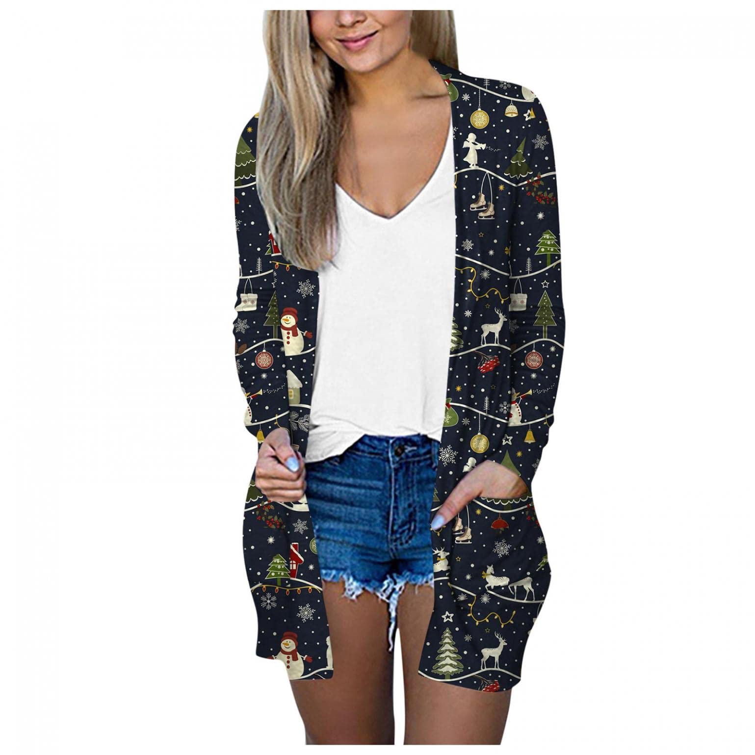 Women's Lightweight Long Sleeve Open Front Cardigan Sweater with Pockets - Casual Solid Color Knitwear for Fall & Winter Layering, Office Wear, and Cozy Home Outfits