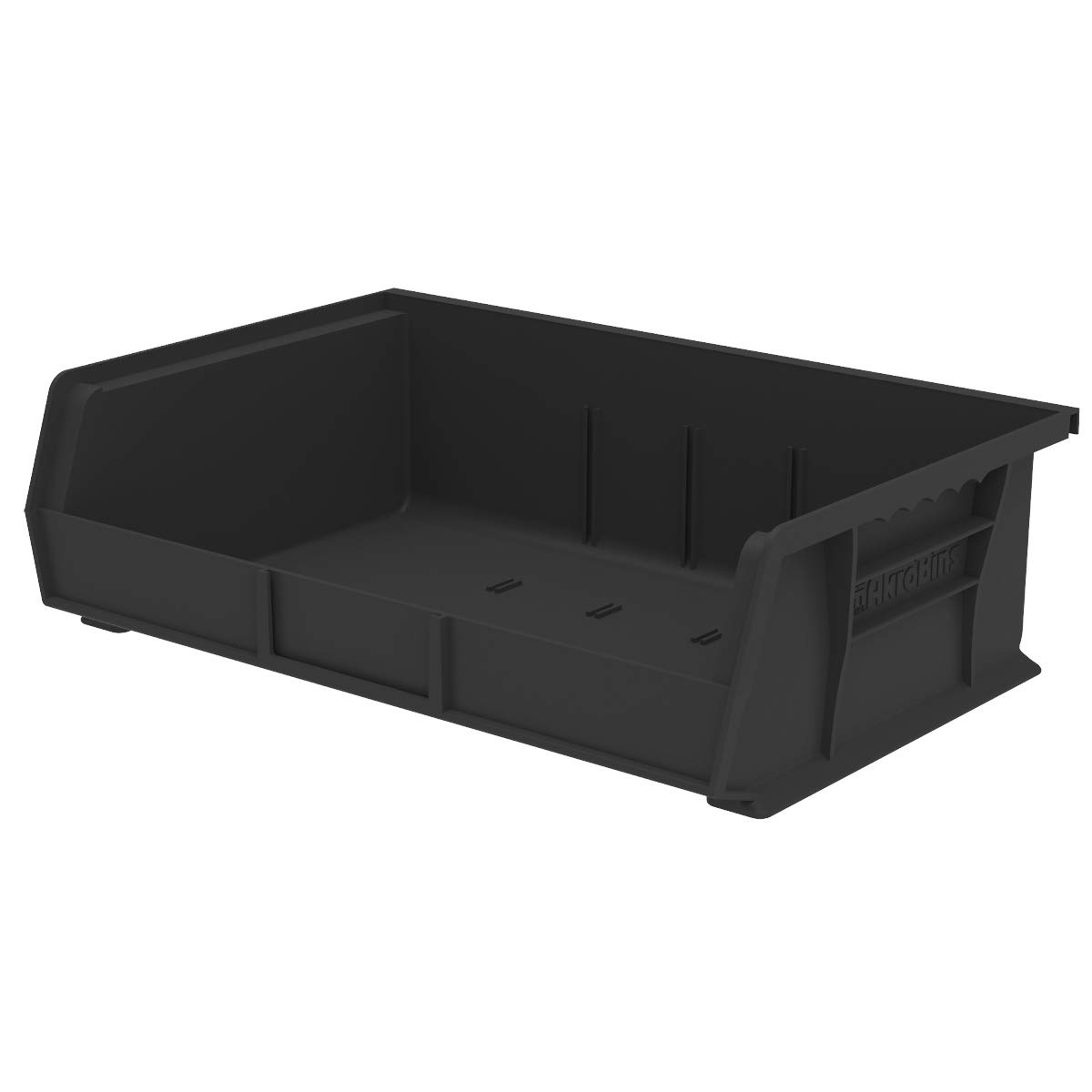 Akro-Mils 30255 AkroBins Plastic Storage Bins - 6-Pack Hanging Stackable Organizer Containers (11x16x5 Inches, Black) for Home Garage Workshop Office & Closet Organization