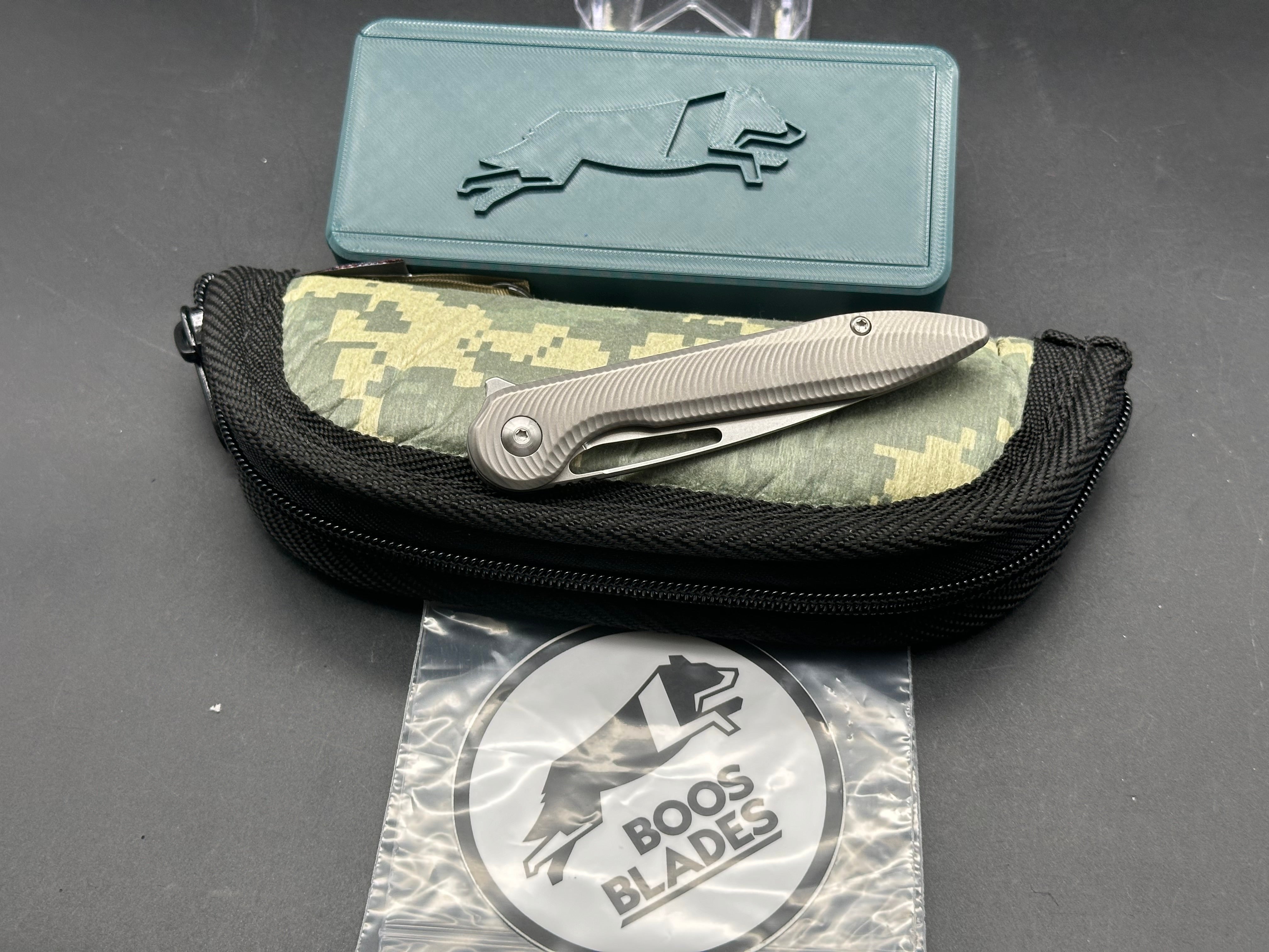 Boos Blades Custom Aero Flipper Knife - Premium EDC Pocket Knife for Outdoor, Camping & Everyday Carry | Smooth Flipper Action & Durable Titanium Handle