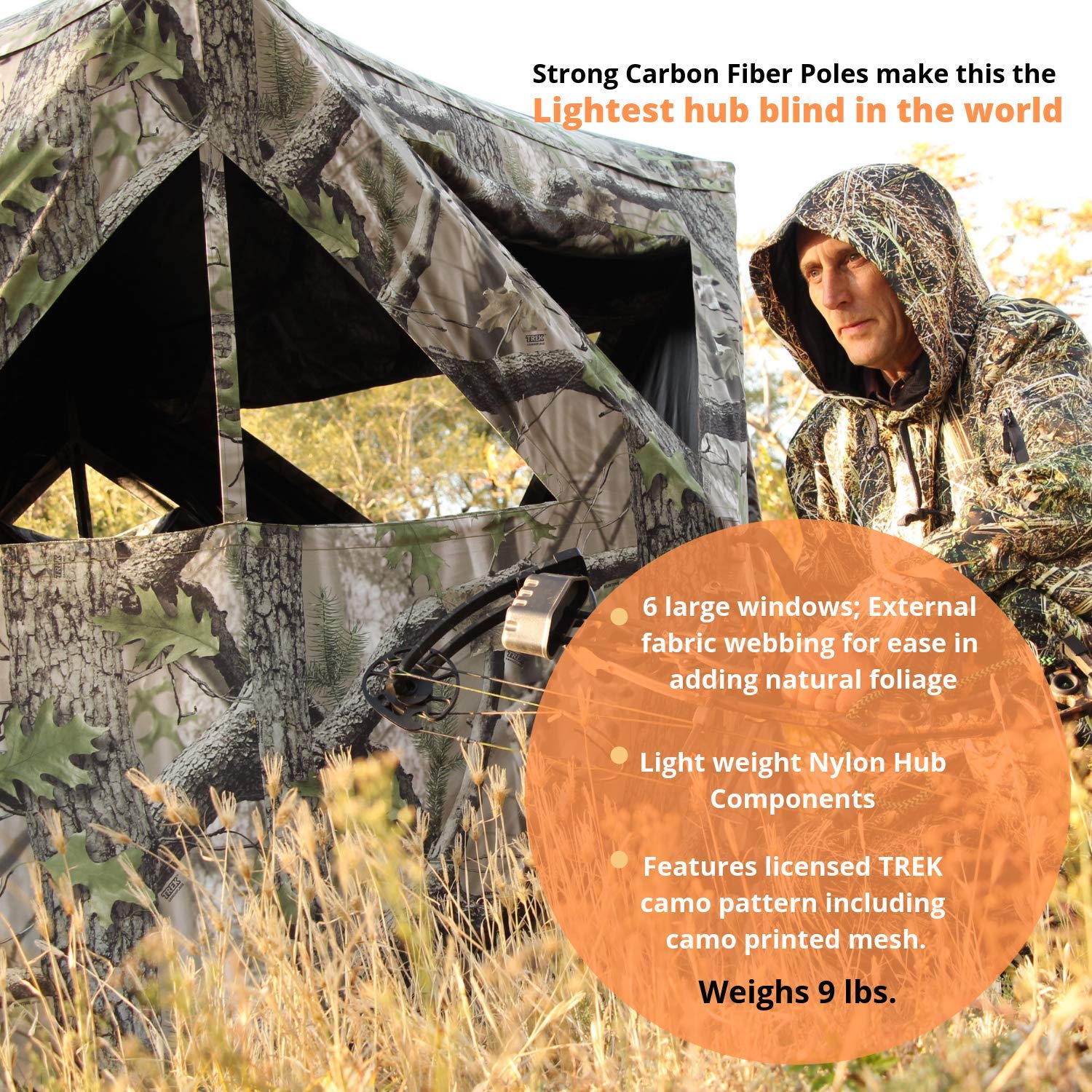Silent Hunting Ground Hub Blind for Deer Hunting - Portable Camouflage Hunting Blind Tent for Rangers & Outdoor Enthusiasts - Perfect for Wildlife Observation, Bow Hunting & Field Photography