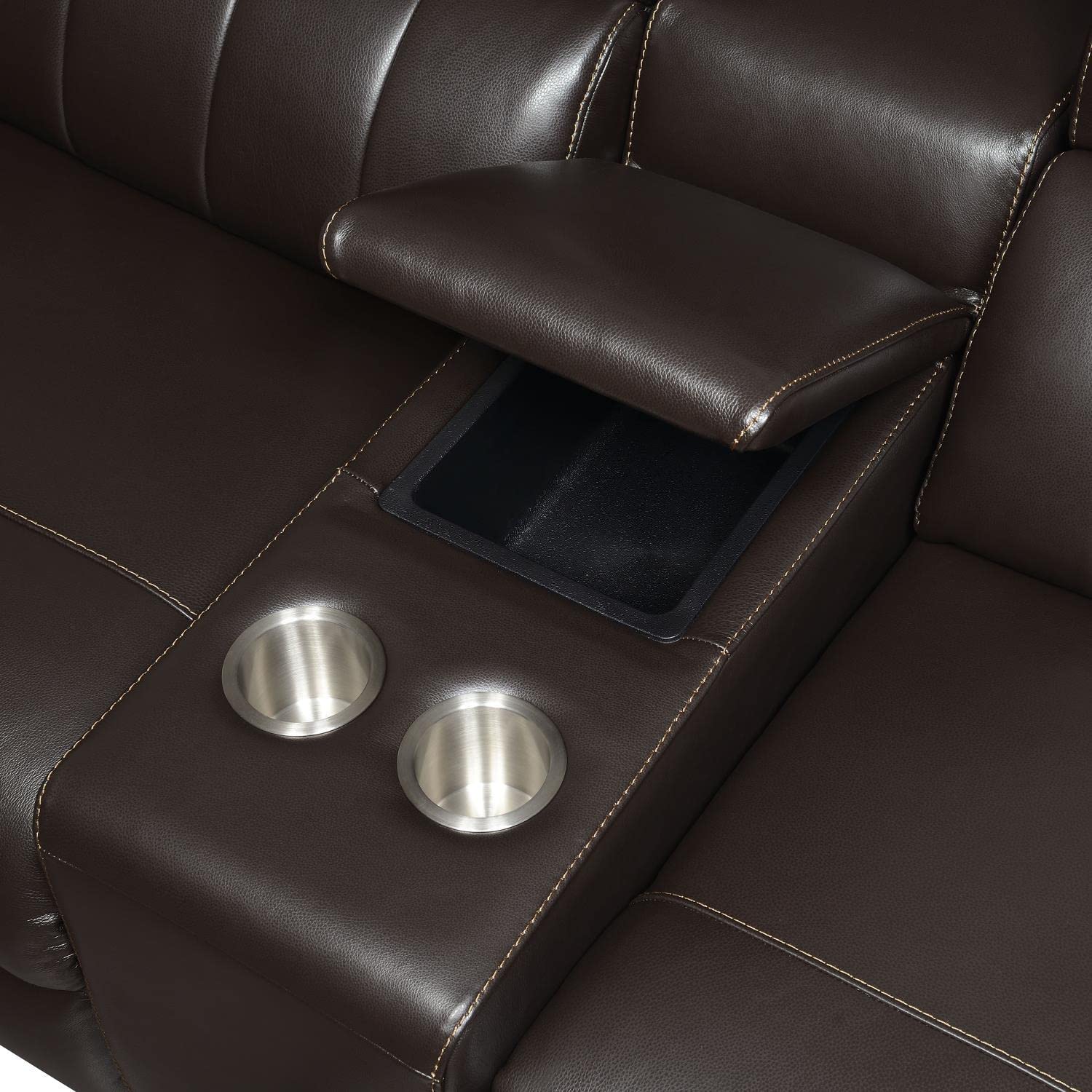 Steve Silver Nara 6-Piece Dual-Power Espresso Leather Reclining Sectional Sofa Set with USB Ports - Modern Living Room Furniture for Home Theater & Family Gatherings