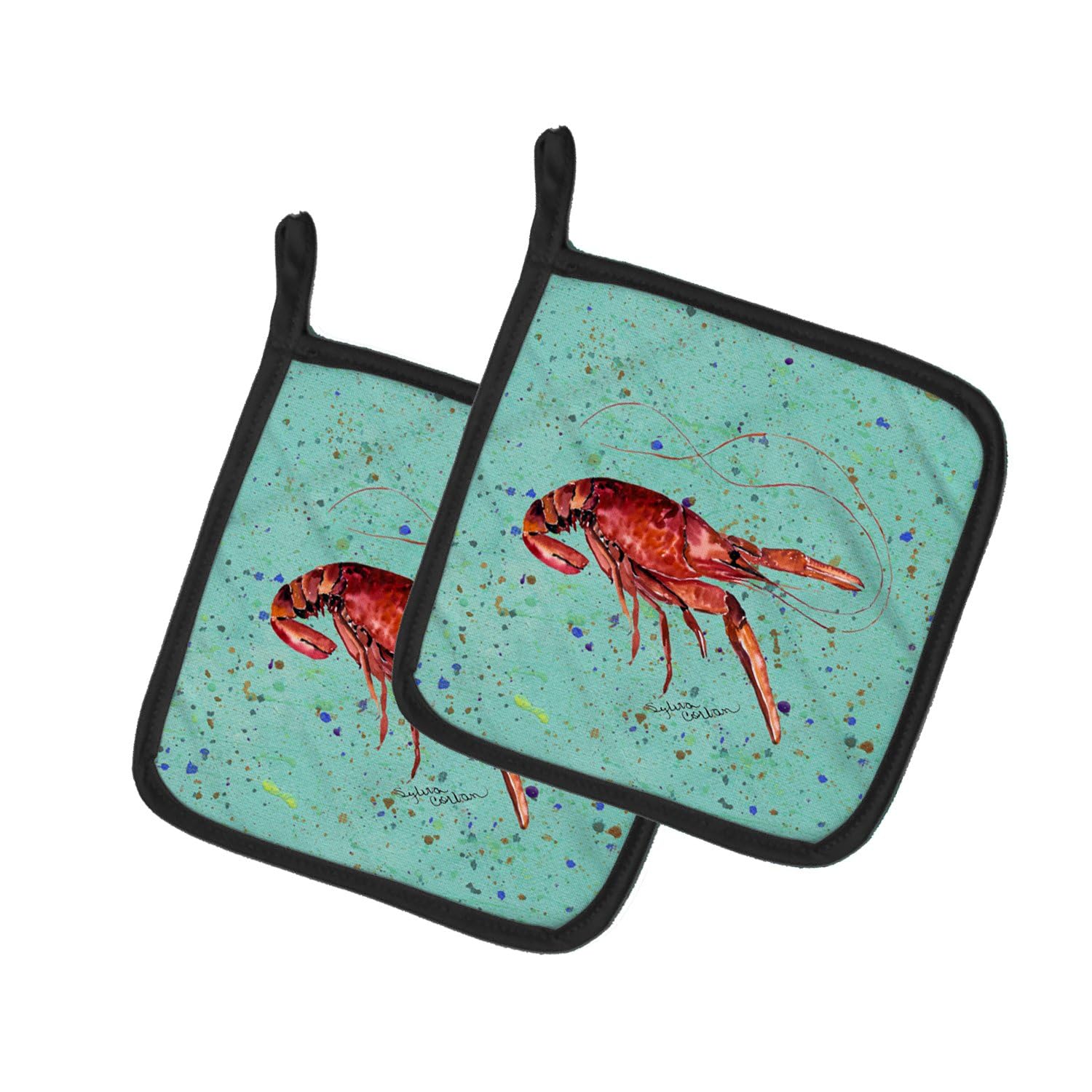 Crawfish Kitchen Pot Holders Set - Heat Resistant Oven Mitts for Cooking, Baking & BBQ (7.5