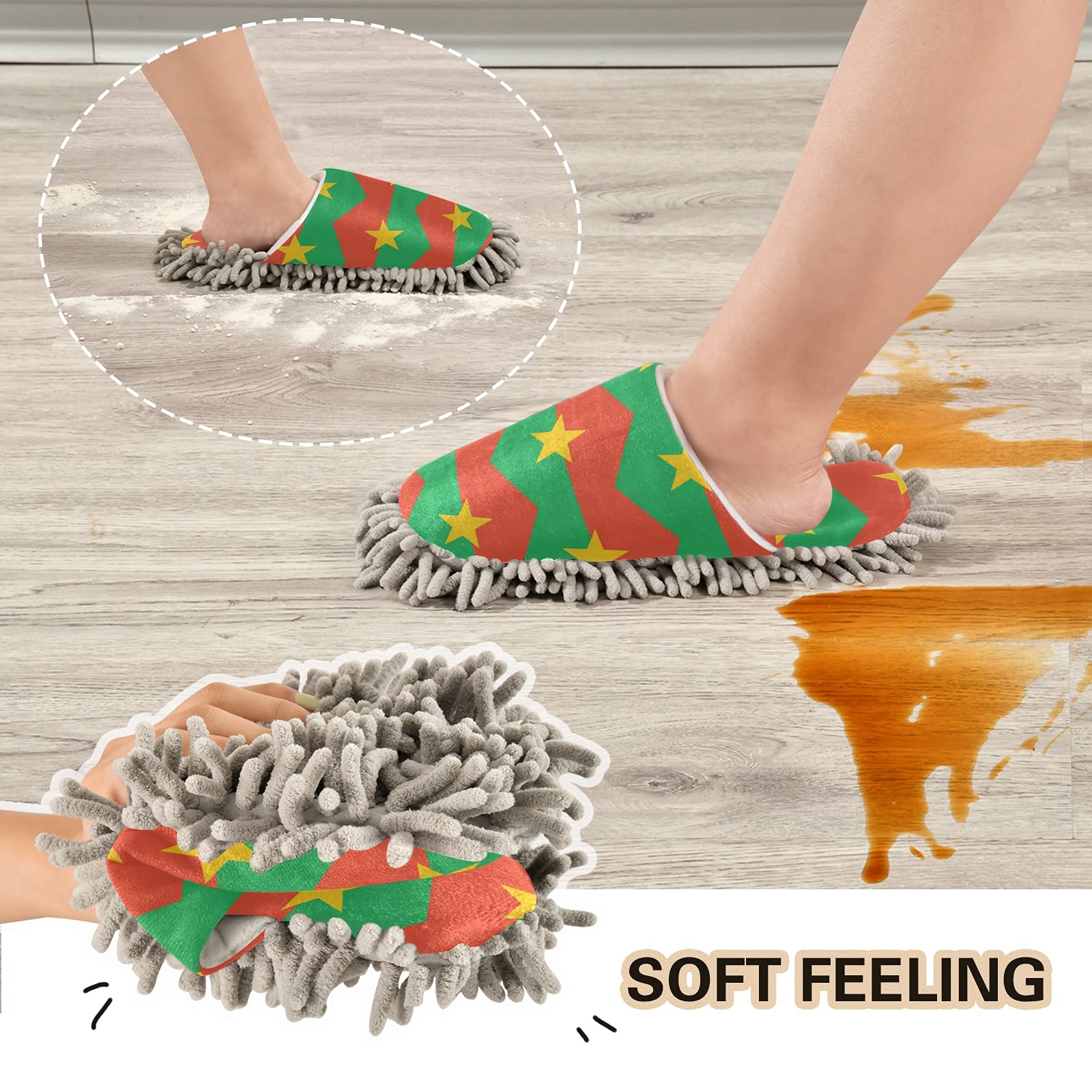 Burkina Faso Flag Unisex Mop Slippers - Floor Cleaning Shoes for Home