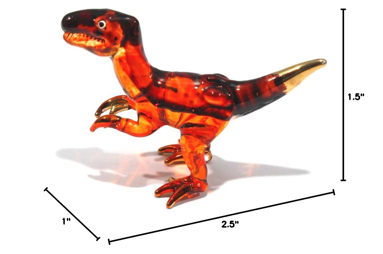 Handmade Mini T-Rex Glass Dinosaur Figurine - Jurassic Decor Gift