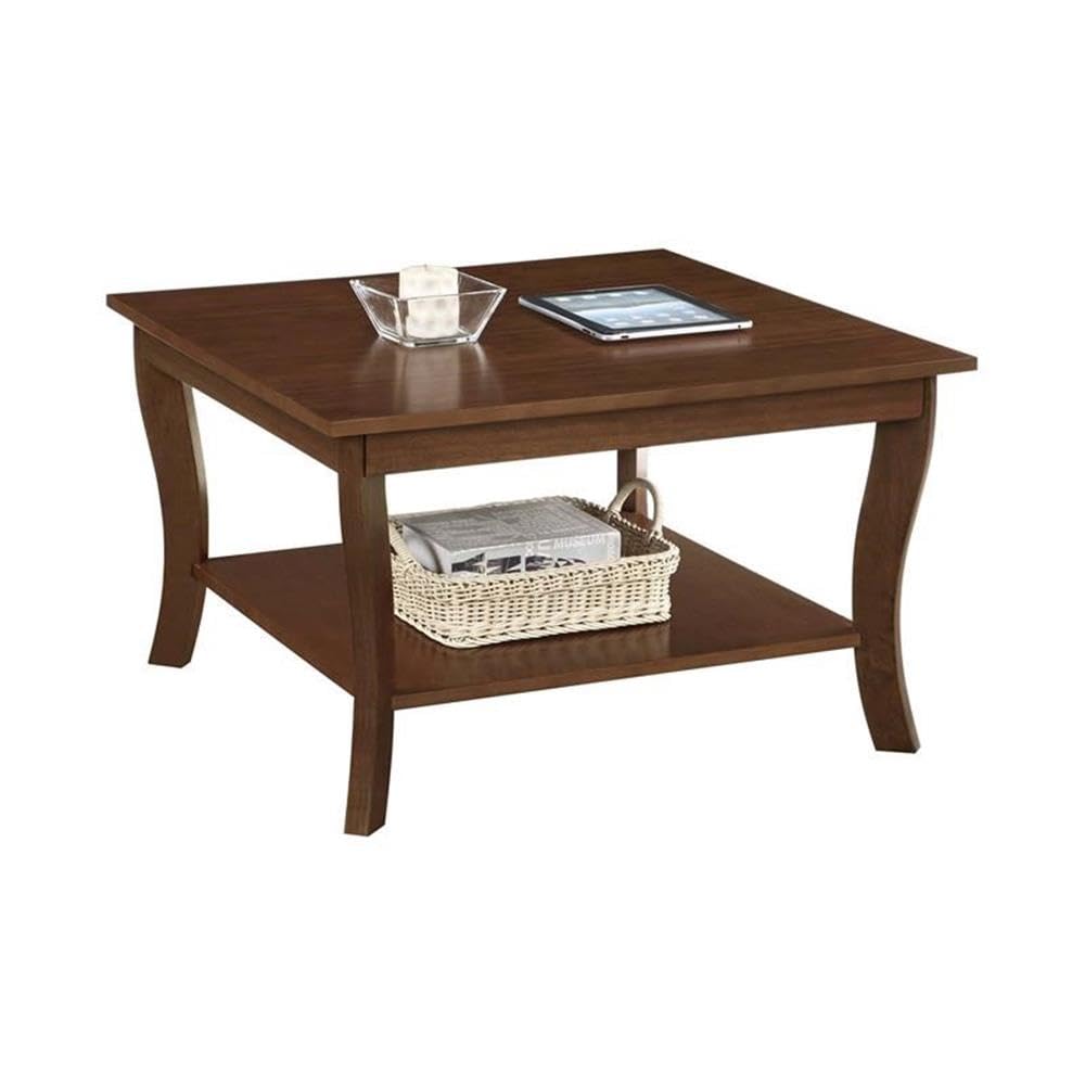Pemberly Row Square Coffee Table - Espresso Wood Finish - Perfect for Living Room, Lounge & Office Decor