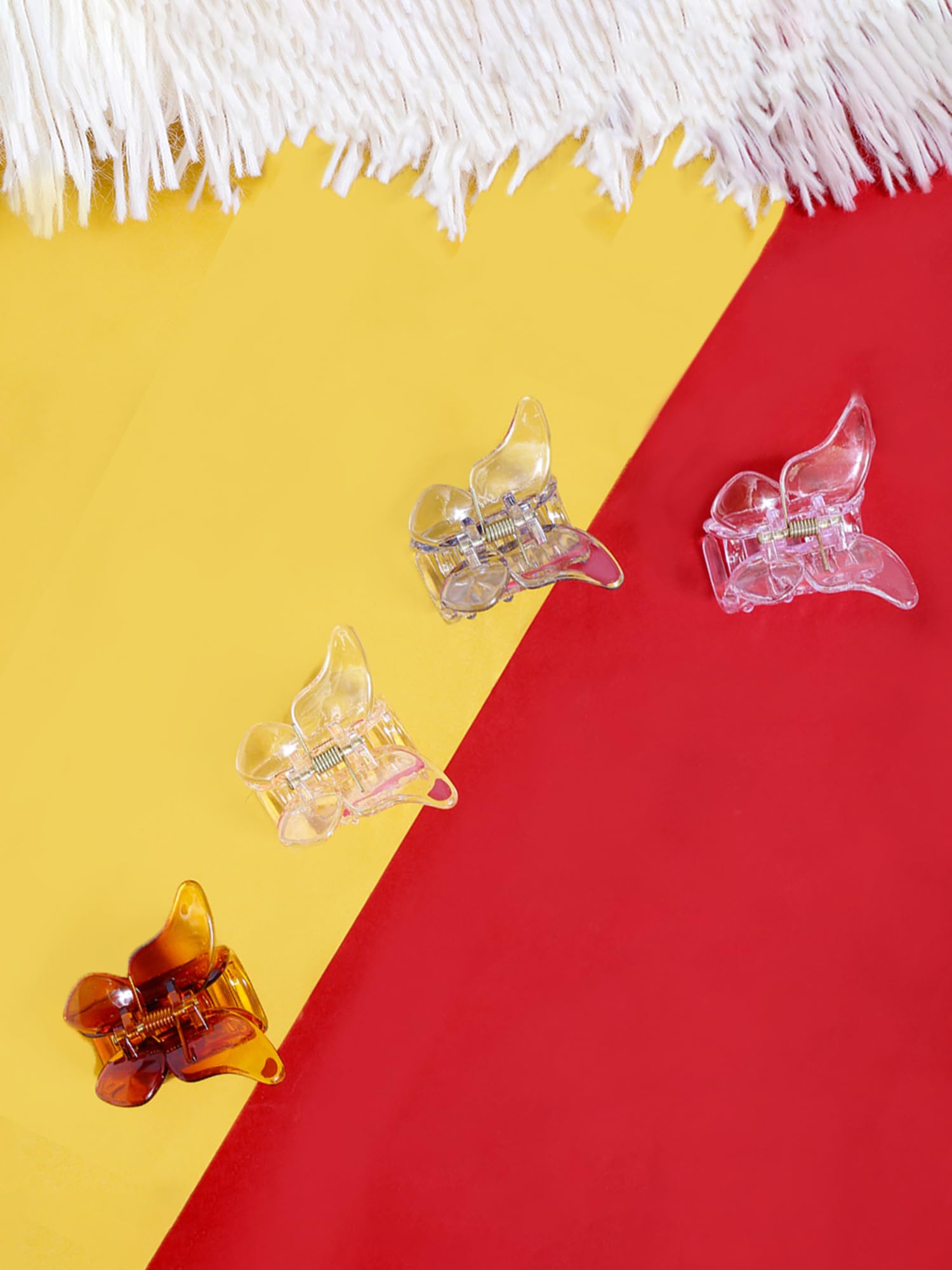 Yellow Butterfly Hair Claw Clips for Women & Girls - 4 Pack Multicolor Hair Clutches, Hair Accessories Set - Perfect for Ponytails, Buns & Everyday Styling