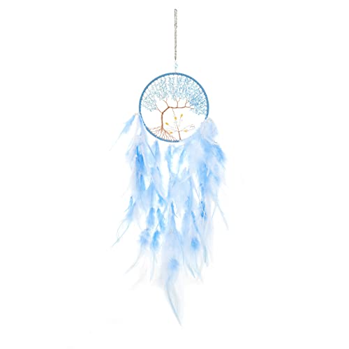 Cyan Blue White Double Tree of Life
