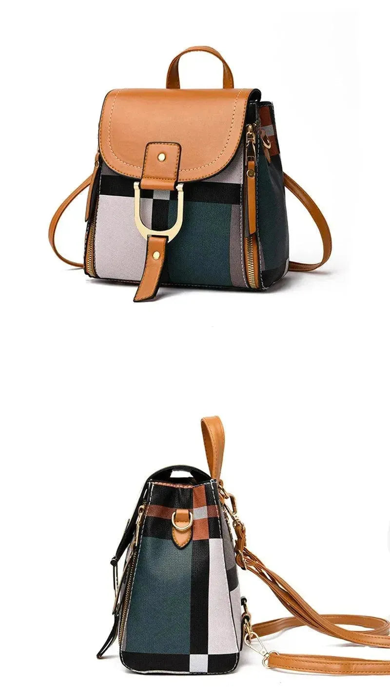 Stylish Plaid Casual Backpack Crossbody Bag for Women & Men - Perfect for Travel, School, Work and Daily Use