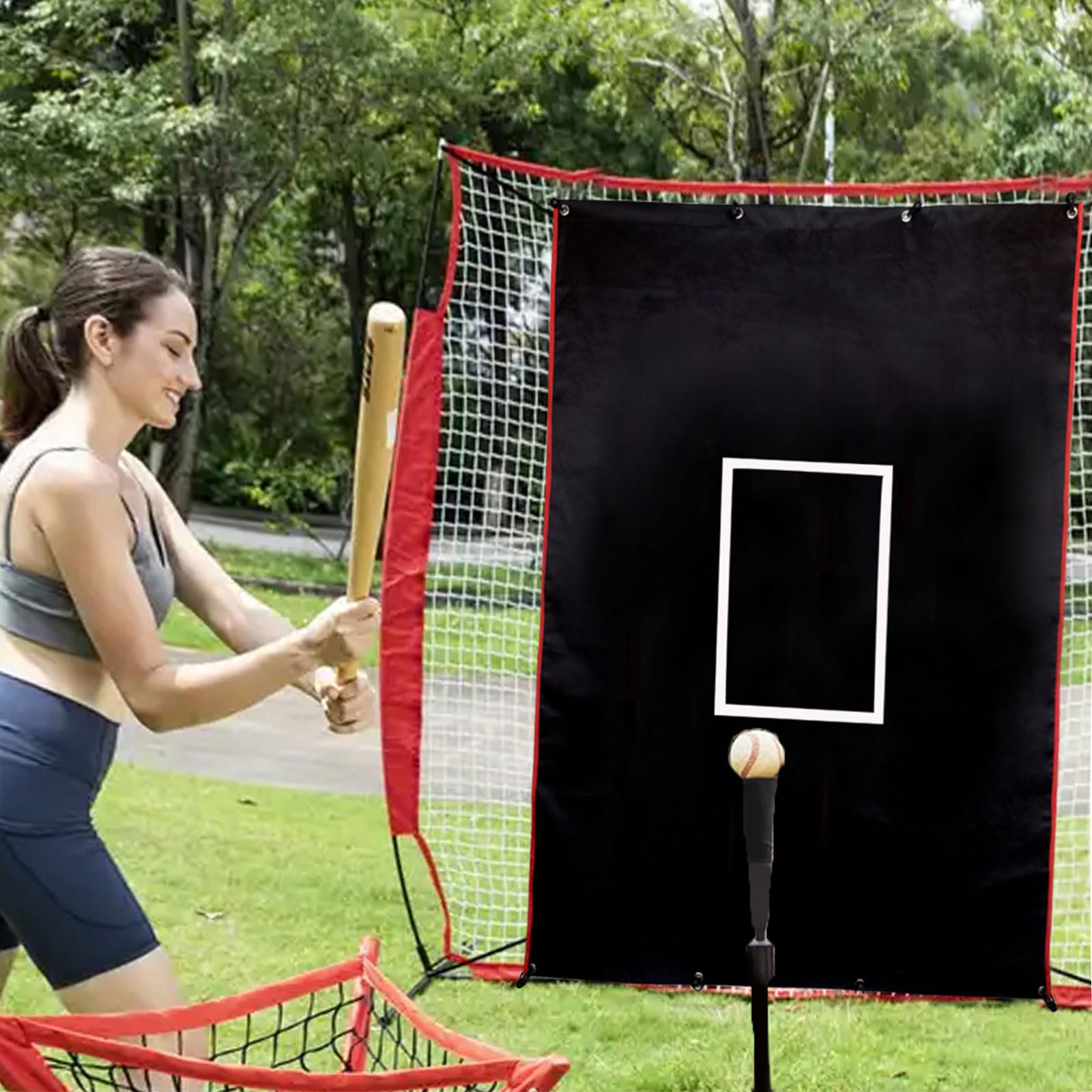 Durable Baseball Backstop with Strike Zone - Outdoor Pitching Practice Net
