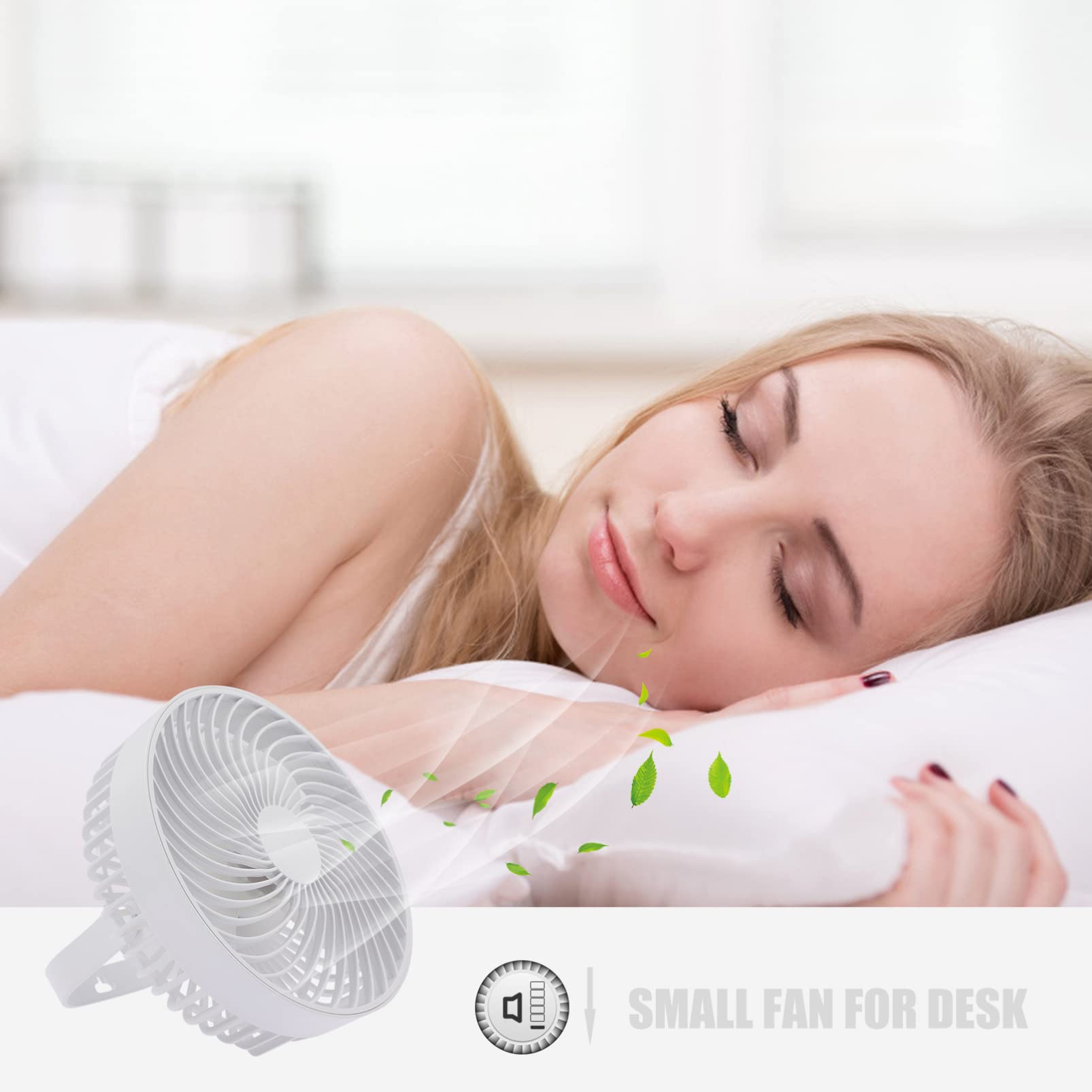 OSALADI USB Desk Fan with LED Night Light - Portable, Rechargeable Small Personal Fan for Office, Home & Travel | Quiet Cooling for Workspace, Bedroom & Outdoor Use