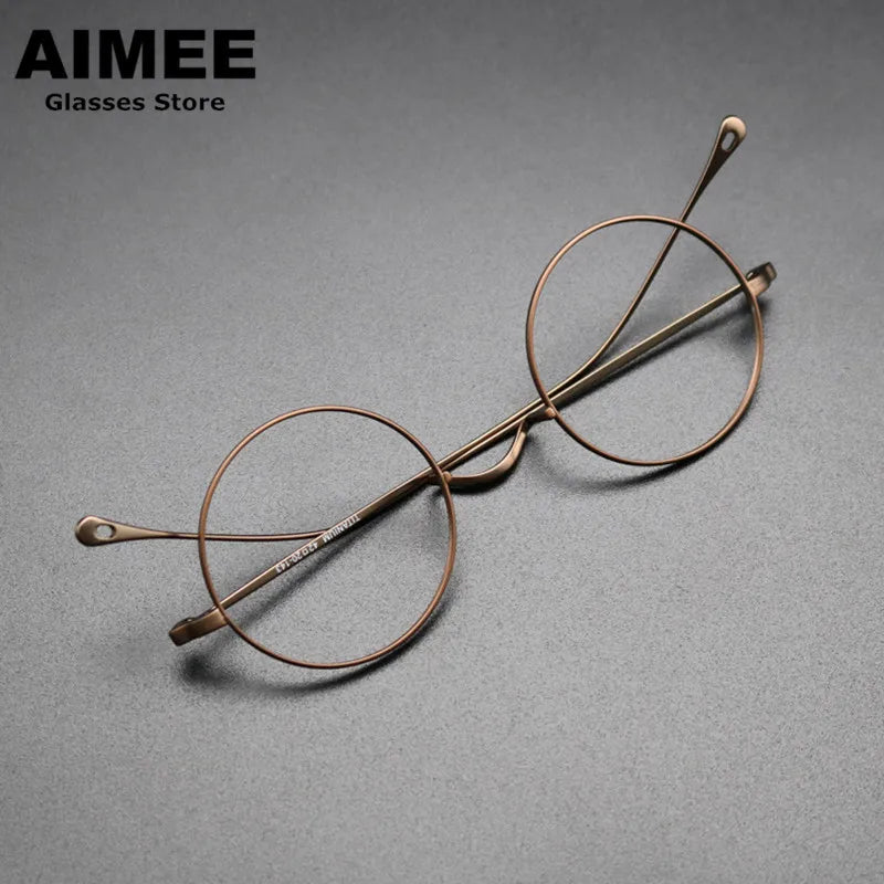 Stylish Aimee Unisex Full Rim Small Round Titanium Eyeglasses 11136 - Lightweight & Durable Frame for Reading, Work, and Everyday Wear