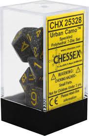 Chessex Polyhedral 7-Dice Set for D&D RPG Games - Speckled Urban Camo Design - Perfect for Tabletop Gaming, Dungeons & Dragons, and Role-Playing Adventures