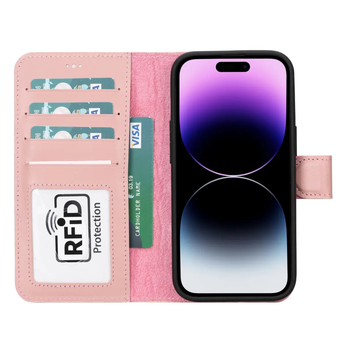 Pink Leather Wallet Case for iPhone 15 - Slim Protective Phone Cover with Card Holder | Perfect for Everyday Use, Travel & Shopping