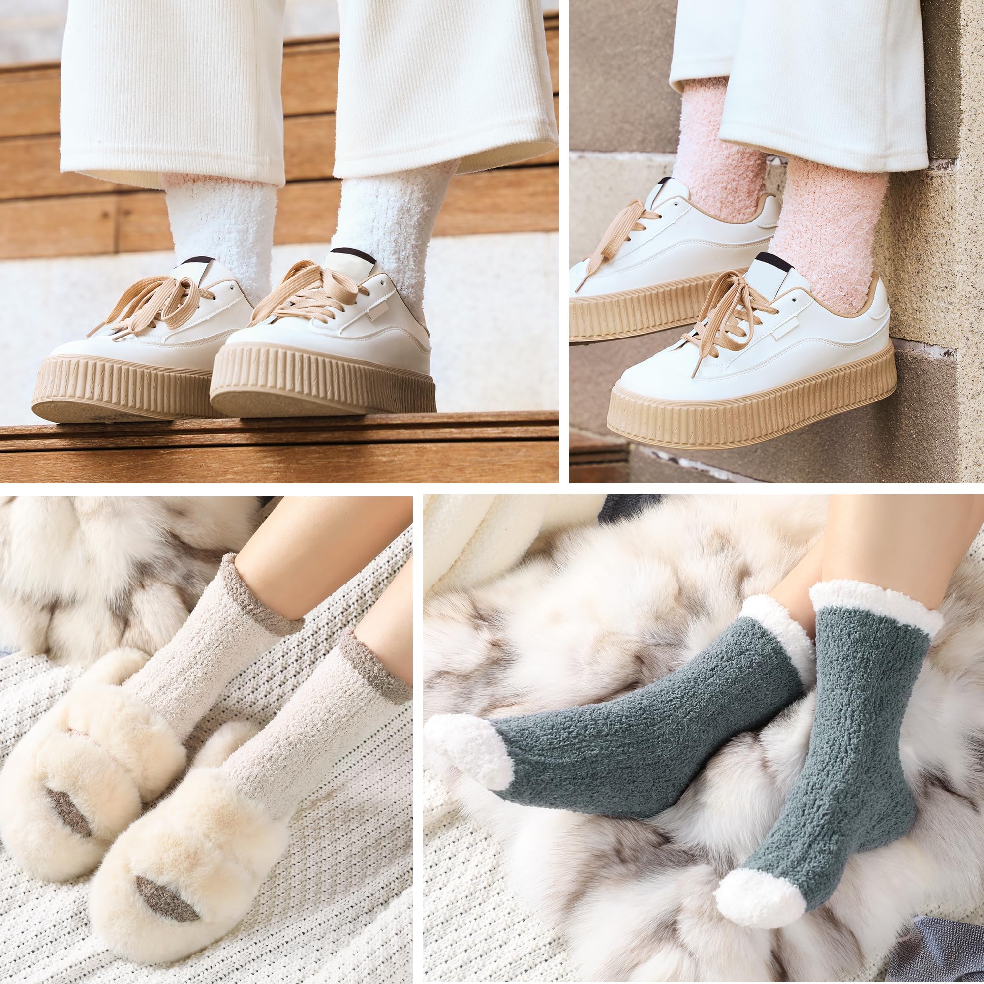 Soft Fuzzy Socks for Women - Warm Cozy Fluffy Winter Socks 5 Pairs Pack - Perfect for Home, Office & Cold Weather Comfort