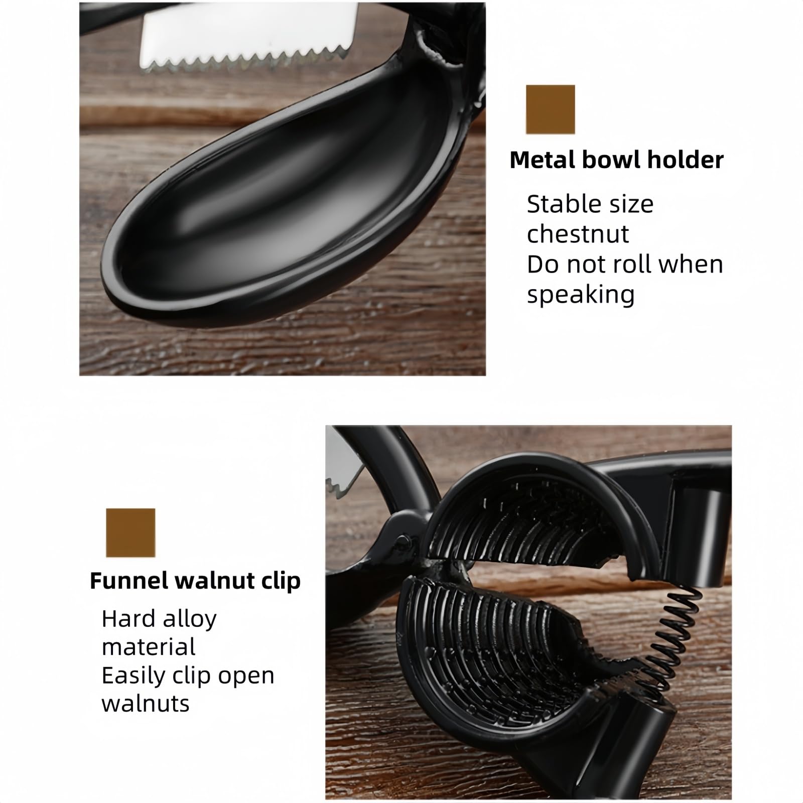 2025 New 2-in-1 Aluminum Alloy Nut Cracker & Chestnut Cutter Tool - Heavy Duty Walnut, Pecan & Large Nut Opener - Easy to Use Kitchen Gadget for Snacks, Baking & Holiday Cooking (Black)