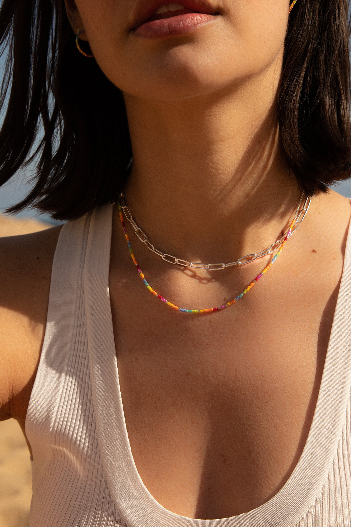 Rainbow Beaded Necklace for Women - Colorful Bohemian Jewelry for Festival, Party & Everyday Wear