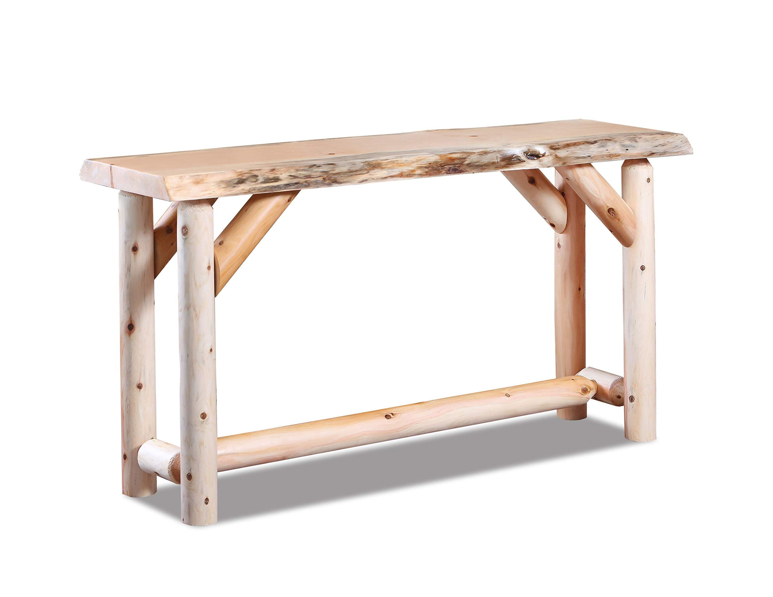 Rustic Log Sofa Table with Live Edge Wood - Unfinished Pine & Cedar Sofa Table - Handcrafted Rustic Furniture for Living Room, Entryway, or Cabin Decor - Perfect as a Small Entryway Table or Coffee Table Accent