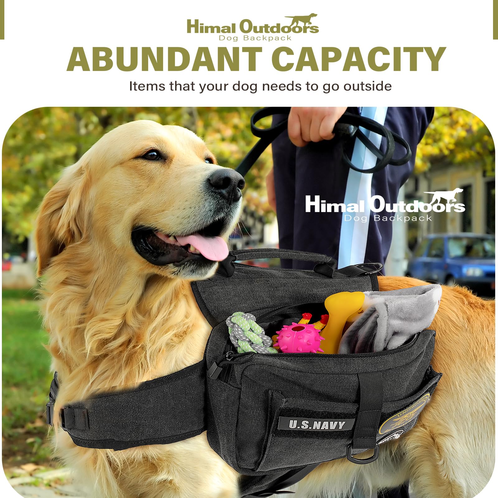 Himal Outdoors Dog Backpack for Large Dogs - Adjustable Hiking Saddle Bag with Side Pockets | Perfect for Outdoor Adventures, Camping & Daily Walks