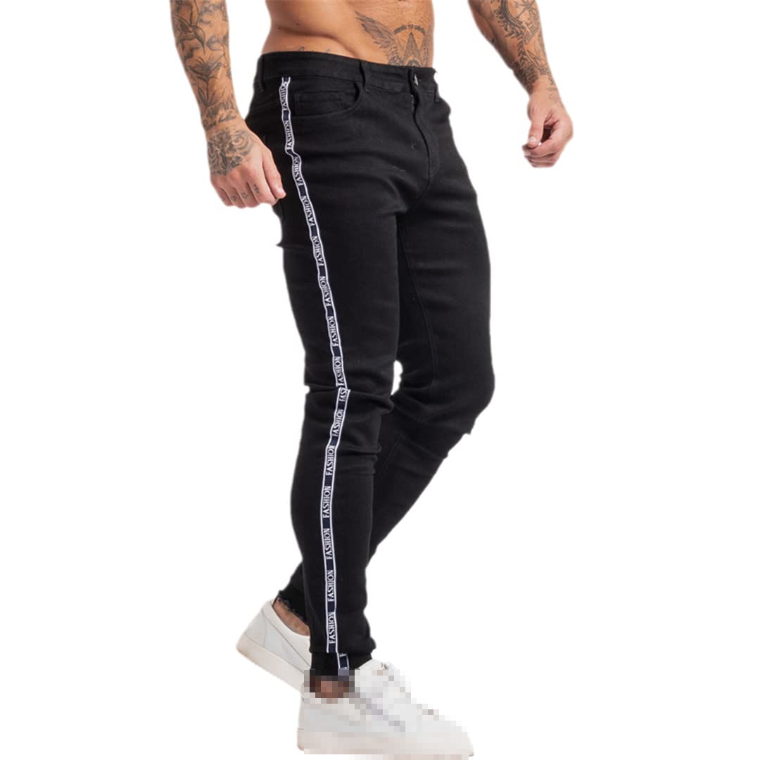 Men's Black Skinny Jeans - Stretch Denim Slim Fit Biker Style Pants | Comfortable & Stylish for Casual Wear, Night Out, and Motorcycle Riding