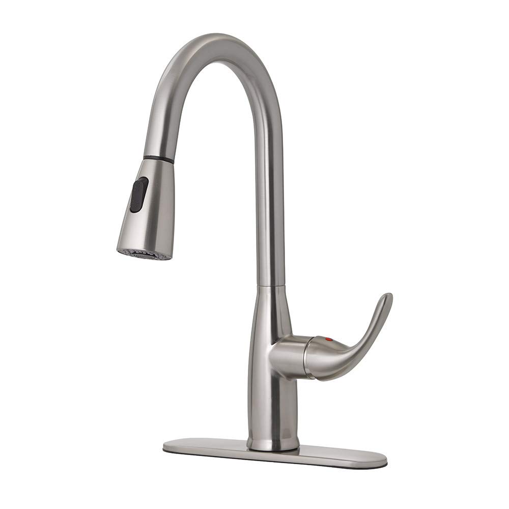 Stainless Steel Hi-Arc Pull-Down Kitchen Faucet with Sprayer - Modern High Arc Design for Sink, Dishwashing & Food Prep - Durable & Easy to Install