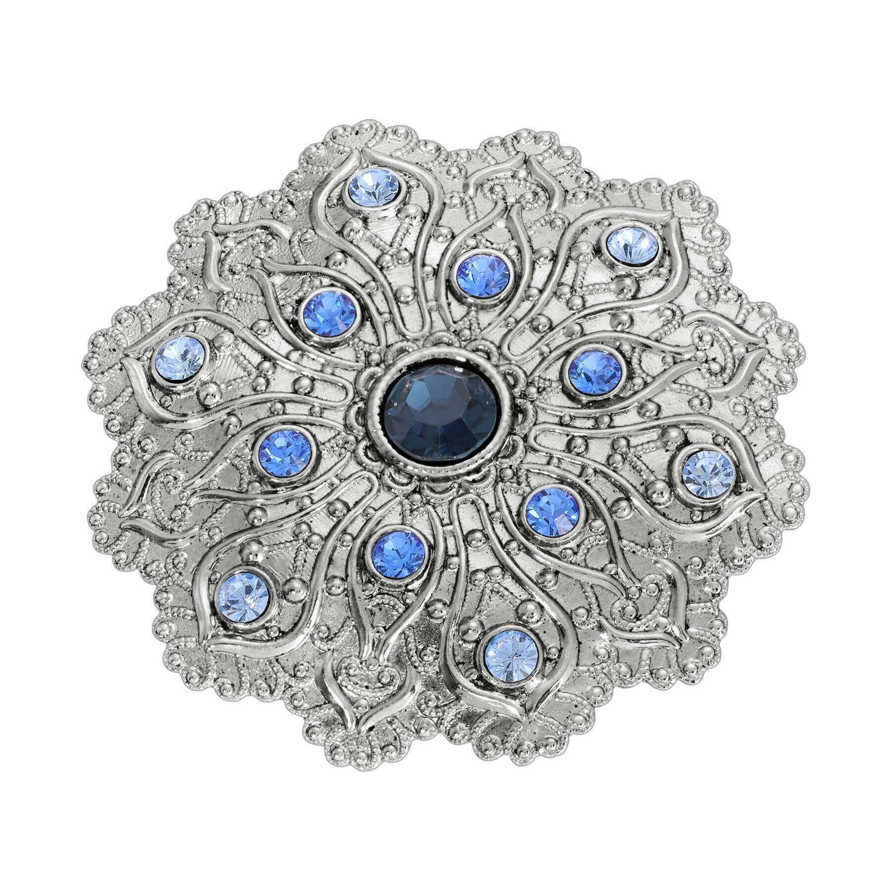 Vintage 1928 Imperial Silver Tone Flower Crystal Brooch - Elegant Antique Jewelry for Women, Perfect for Weddings, Parties & Special Occasions