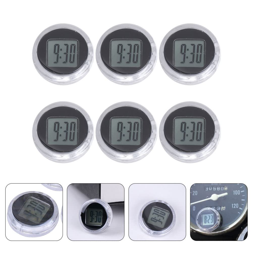 Gatuida 6PCS Mini Motorcycle Digital Clocks - Stick-On Bike & Car Watch for Vehicles