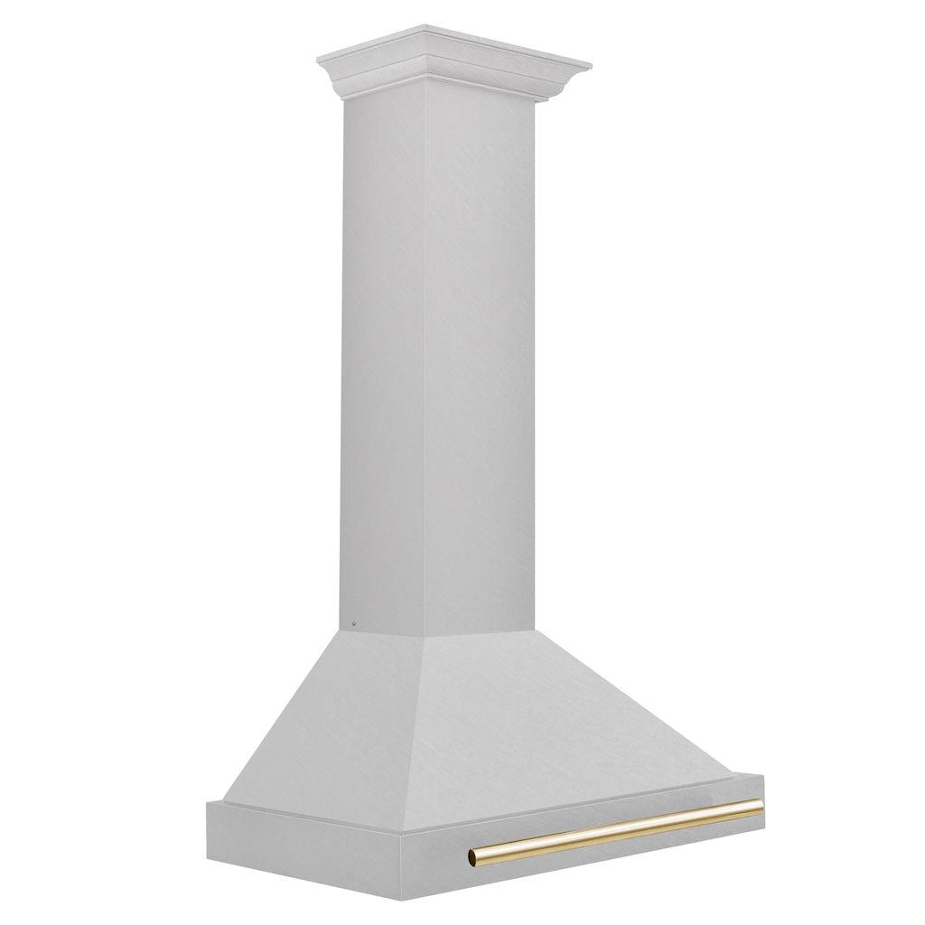 ZLINE KB4SNZ 36 G Autograph Edition 36-Inch Stainless Steel Wall Mount Range Hood with Convertible Satin Finish & Polished Gold Handle - Perfect for Modern Kitchens & Luxury Home Upgrades