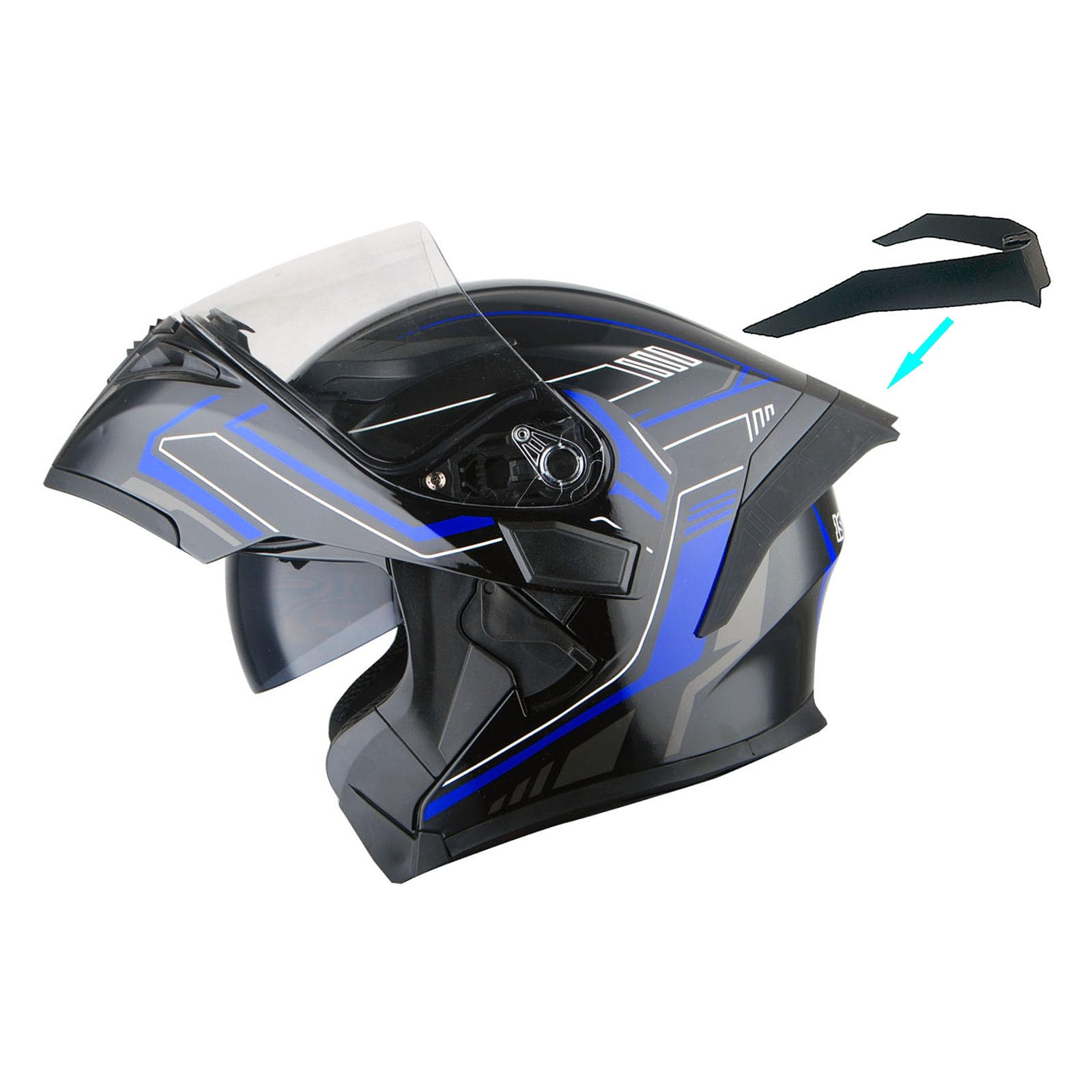 1Storm Motorcycle Modular Full Face Helmet - HB89 Arrow Blue | Flip Up Dual Visor & Sun Shield | DOT Approved for Street Riding, Commuting & Touring
