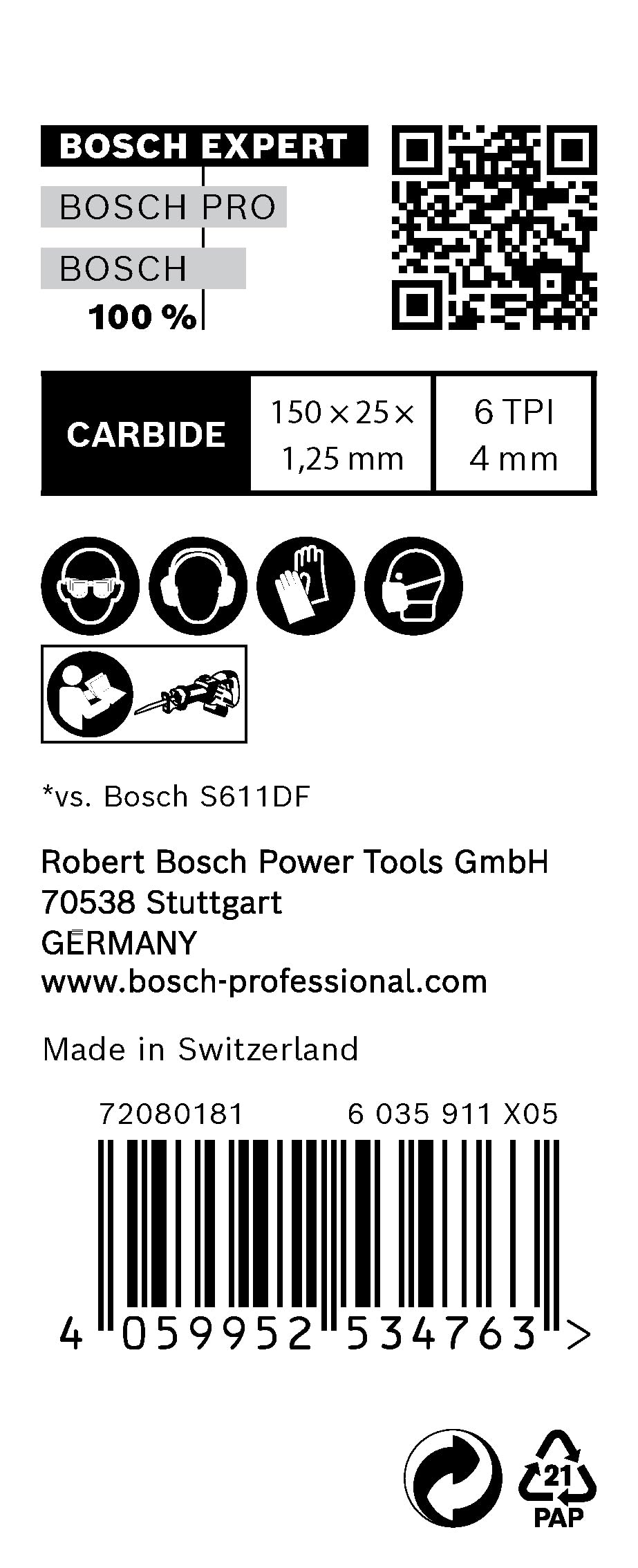 Bosch Professional 10-Pack Expert Window Demolition S 956 DHM Reciprocating Saw Blades - 150mm Length, 4mm Tooth Spacing (6 TPI) - Perfect for Demolition, Window Removal & Construction Projects