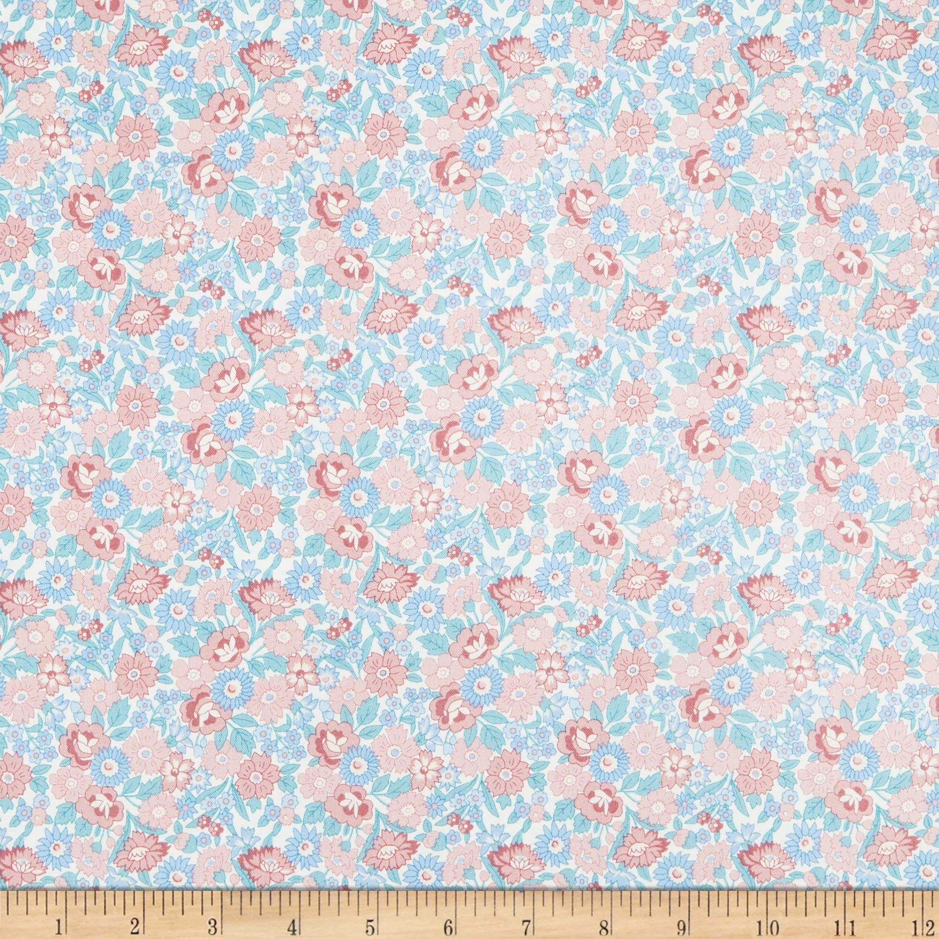 Henry Glass & Co. Windsor Park Wildflowers Pink & Blue Cotton Quilt Fabric by the Yard - Perfect for Quilting, Home Decor, and DIY Craft Projects