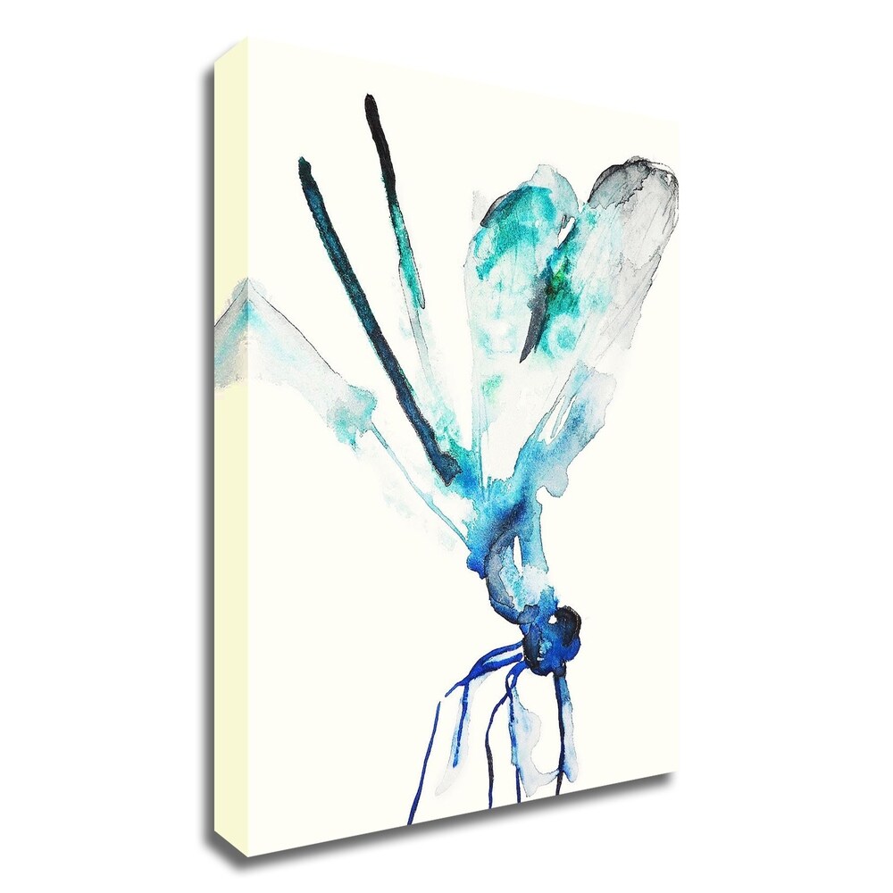 Blue & Green Dragonfly Art Print by Karin Johannesson - Premium Canvas Wall Decor Ready to Hang - Perfect for Living Room, Bedroom & Office Decor