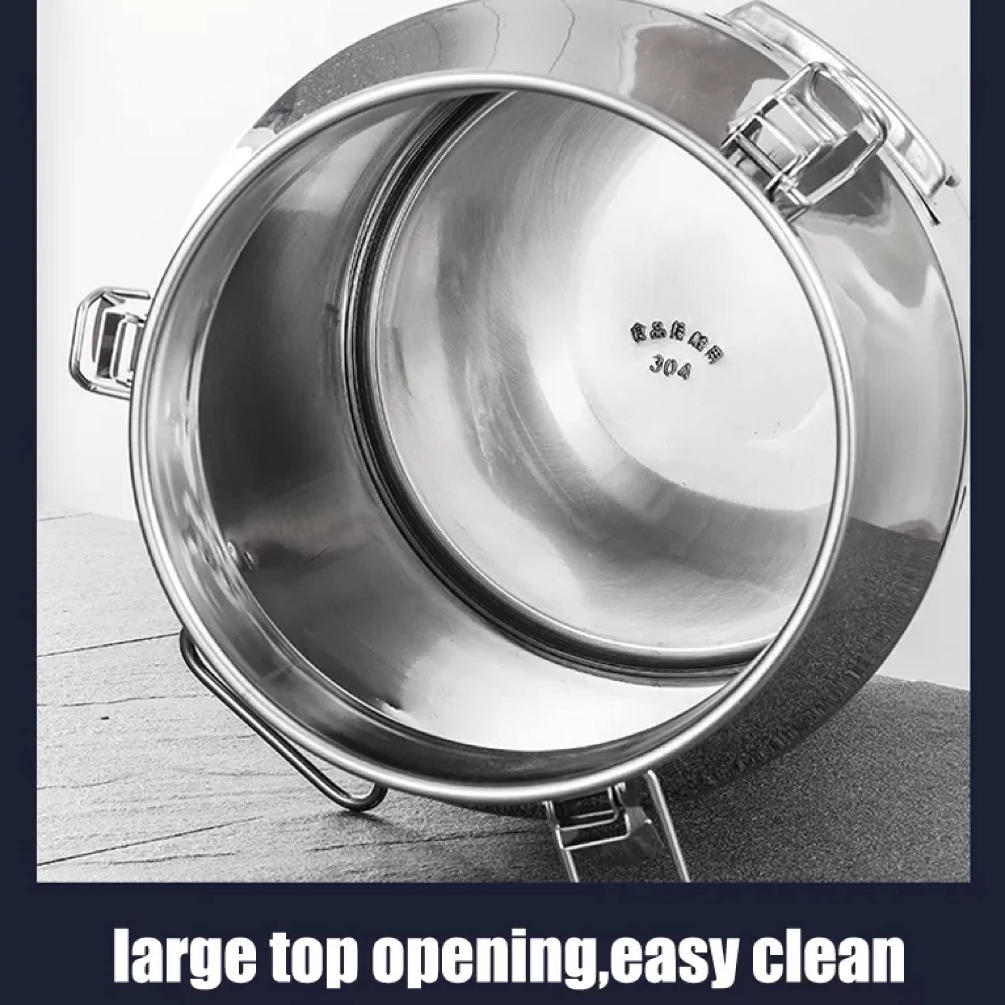 48L 201 Stainless Steel Milk Can with Silicone Sealed Lid & Lock Buckle - Food Grade Oil Barrel, Tea Canister & Liquid Storage Container for Transporting Milk, Juice, Water - Ideal for Farms, Restaurants & Catering Services