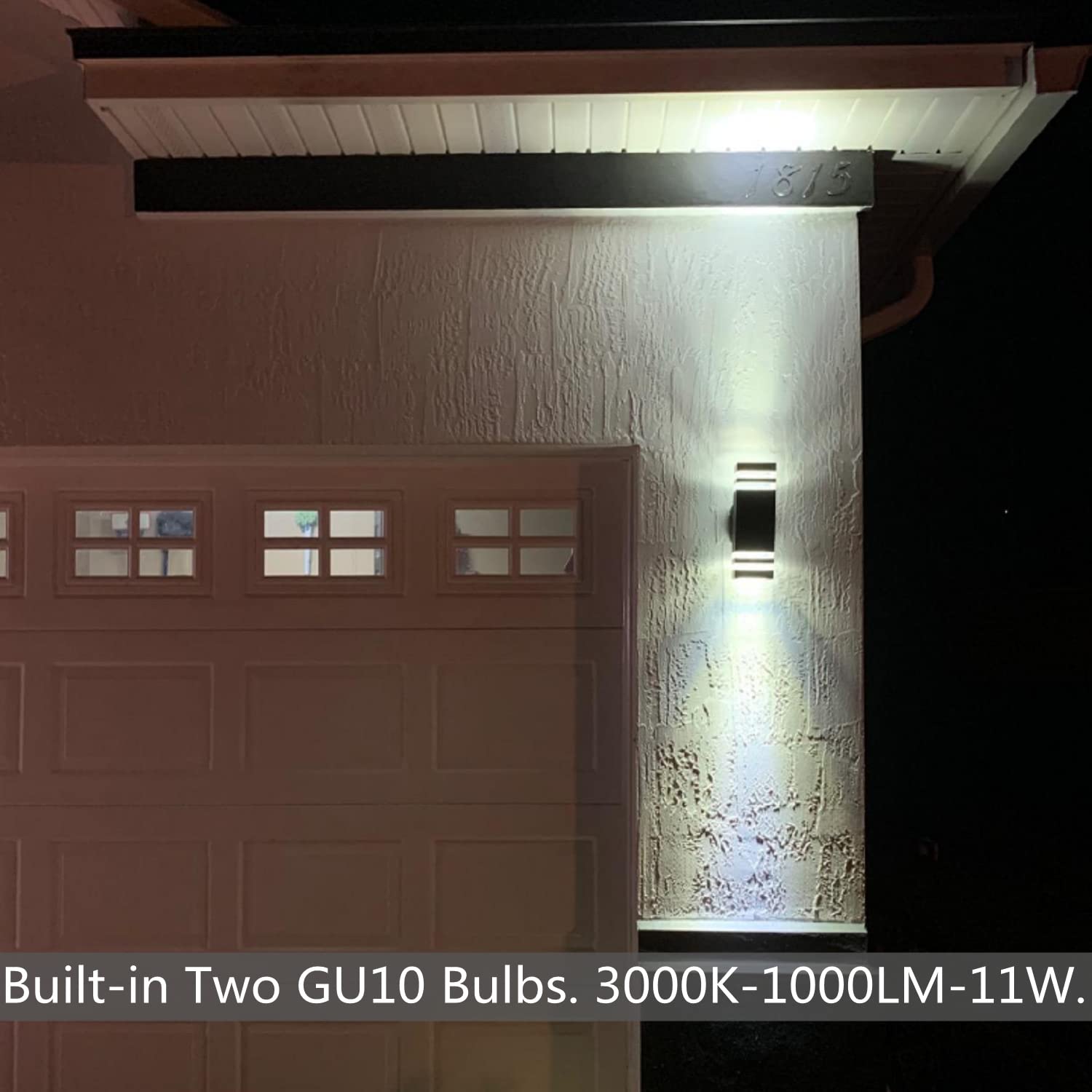 Modern Black LED Outdoor Wall Sconce Lights - 2 Pack Waterproof Exterior Wall Mount Lighting for Garage, Garden, Porch, Balcony & Entryway - Up/Down Square Design for Ambient & Security Lighting