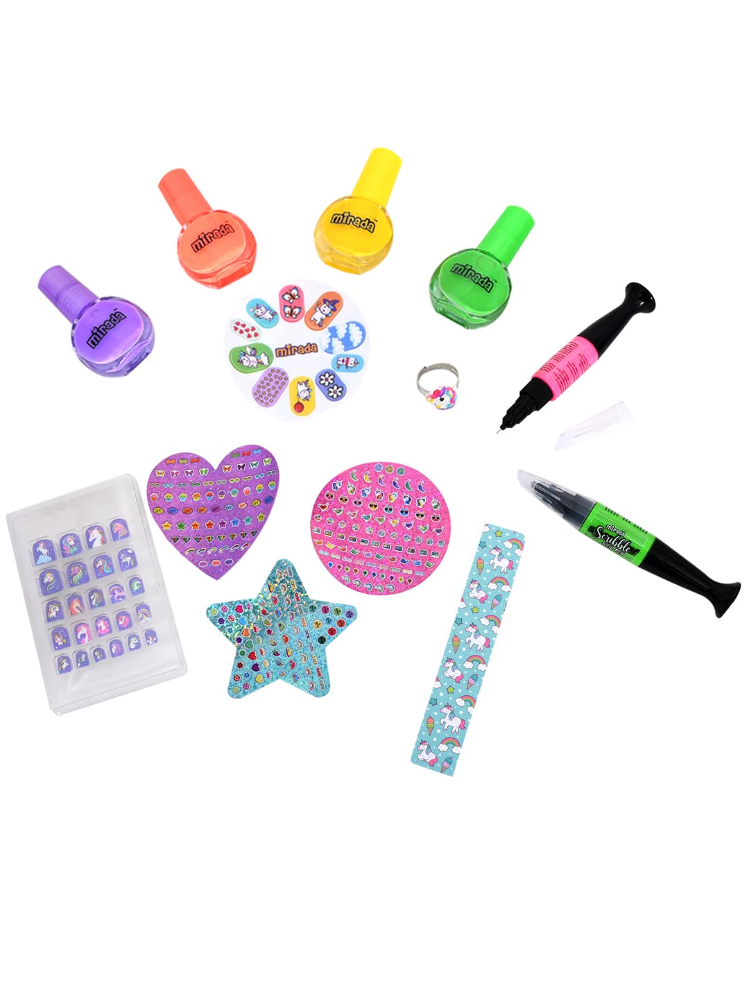 Mirada Ultimate Glow Nail Art Kit - 12 Colors Gel Nail Polish Set with UV Light for Girls & Teens - Perfect for Birthday Parties, Sleepovers & DIY Home Manicures