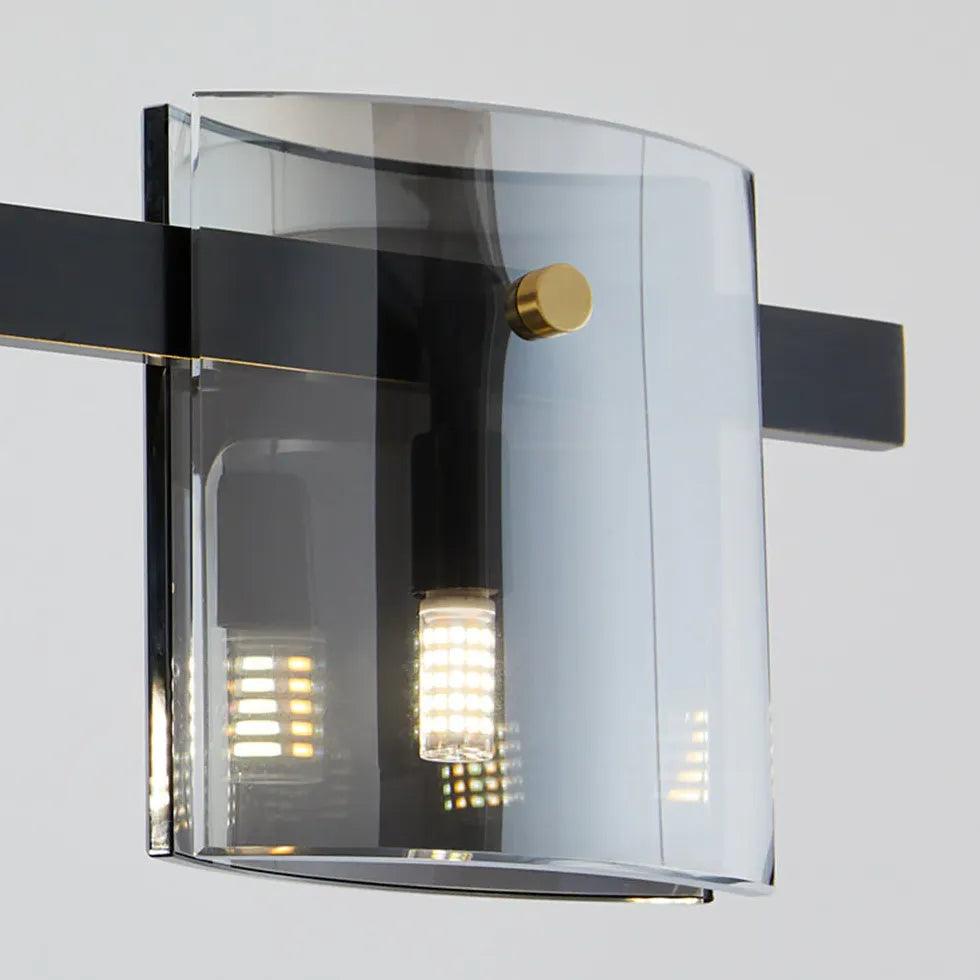 Modern Rectangular Glass Dining Room Brass Pendant Light - Elegant Hanging Chandelier for Kitchen Island, Breakfast Nook & Dining Table Lighting