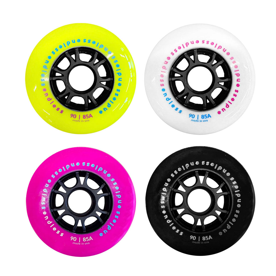 Endless 90mm Wheels 4 Pack - High Performance Skateboard Wheels for Smooth Riding | Perfect for Street Skating, Longboard Cruising & Outdoor Sports