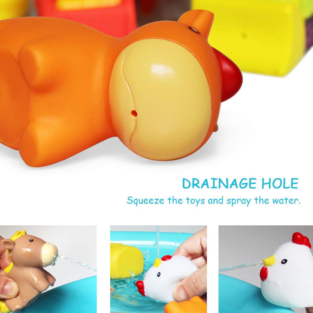 8PCS Farm Animal Bath Toys for Toddlers - Soft Floating Duck, Dog, Sheep, Hen & Pig Bathtub Learning Toys | Fun & Educational Bath Time Play for Babies