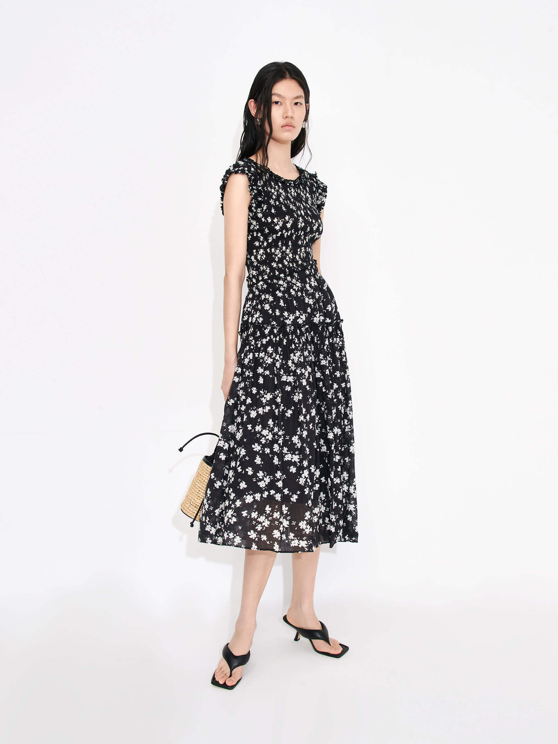 Stylish Crewneck Printed Midi Dress for Women - Floral Summer Casual Dress with Short Sleeves - Perfect for Beach, Vacation, and Everyday Wear