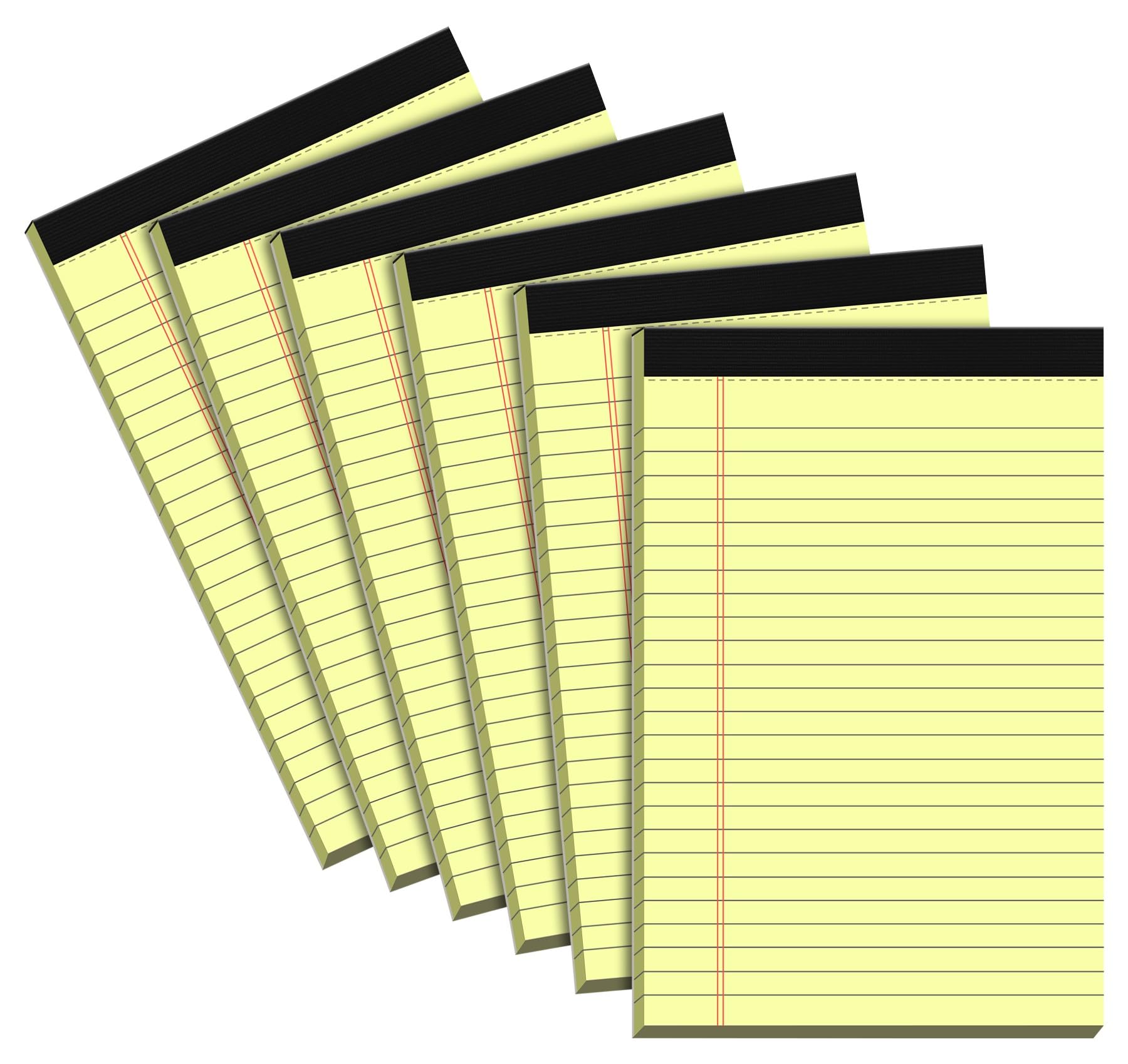 5x8 Small Legal Pads, 6-Pack College Ruled Writing Notepads - 30 Sheets per Pad, Micro Perforated Lined Paper for Office, School & Home Use | Yellow Legal Note Pads for Work, Journaling & Note-Taking