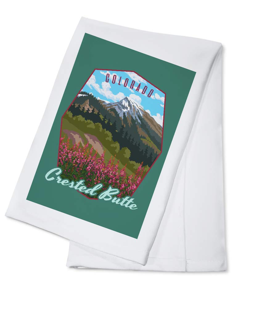 Colorado Crested Butte Fireweed Mountain Contour 100% Cotton Tea Towel | Decorative Hand Towel for Kitchen & Home | Perfect for Drying Dishes, Decorating Farmhouse, or Gift Giving