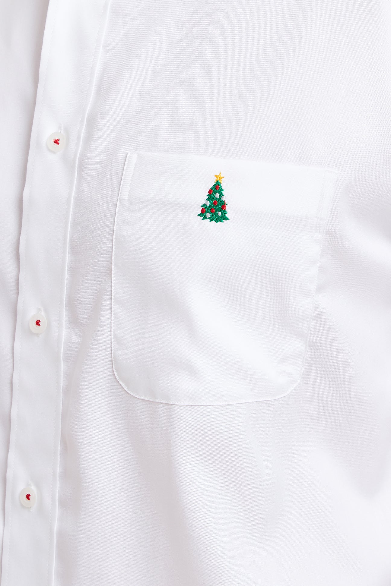 Chase White Oxford Shirt with Single Christmas Tree Design - Perfect for Holiday Parties, Office Wear & Festive Celebrations