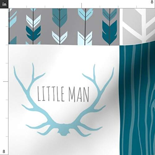 Premium Spoonflower Upholstery Velvet Fabric by The Yard - Woodland Blue Grey Teal Deer Antlers Arrows Woodgrain Print for Home Decor, Quilting & Apparel | Perfect for DIY Furniture, Curtains & Fashion Accessories