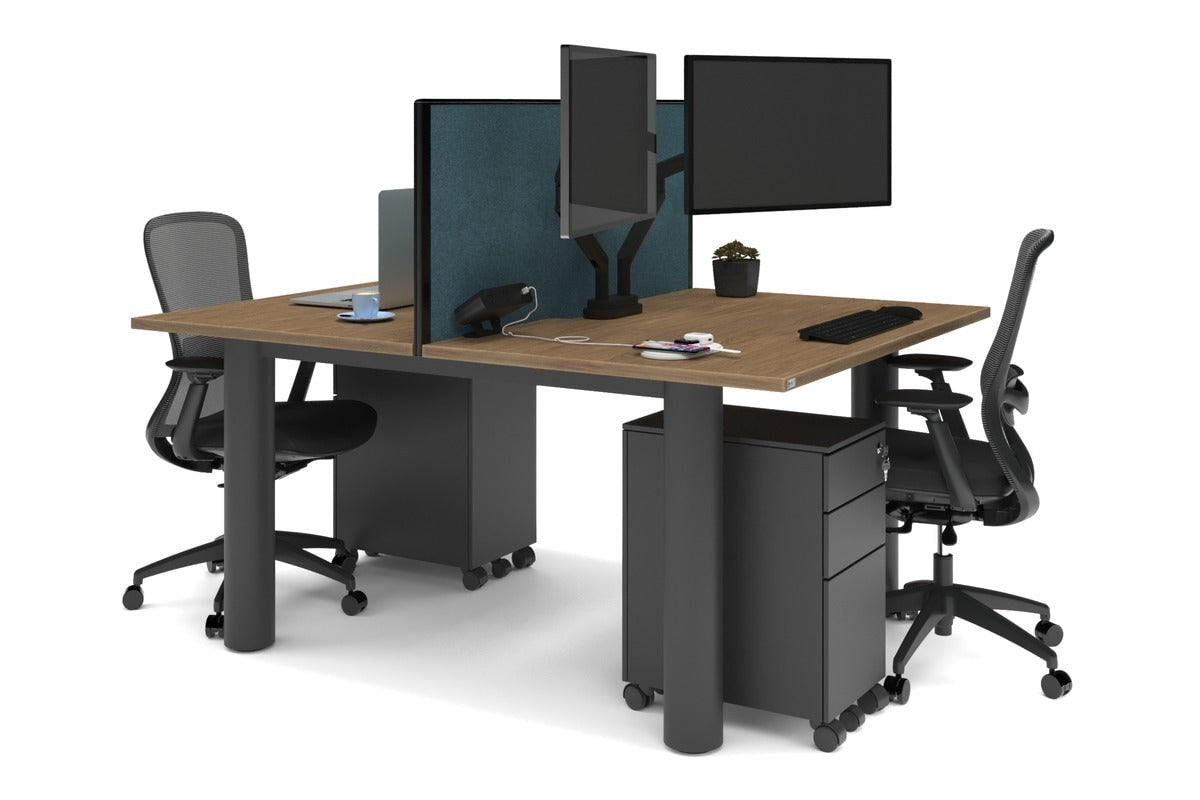 Quadro Cylinder Leg 2-Person Office Workstation Desk - 1800L x 800W with Cable Management Scallop - Perfect for Collaborative Workspaces & Modern Offices